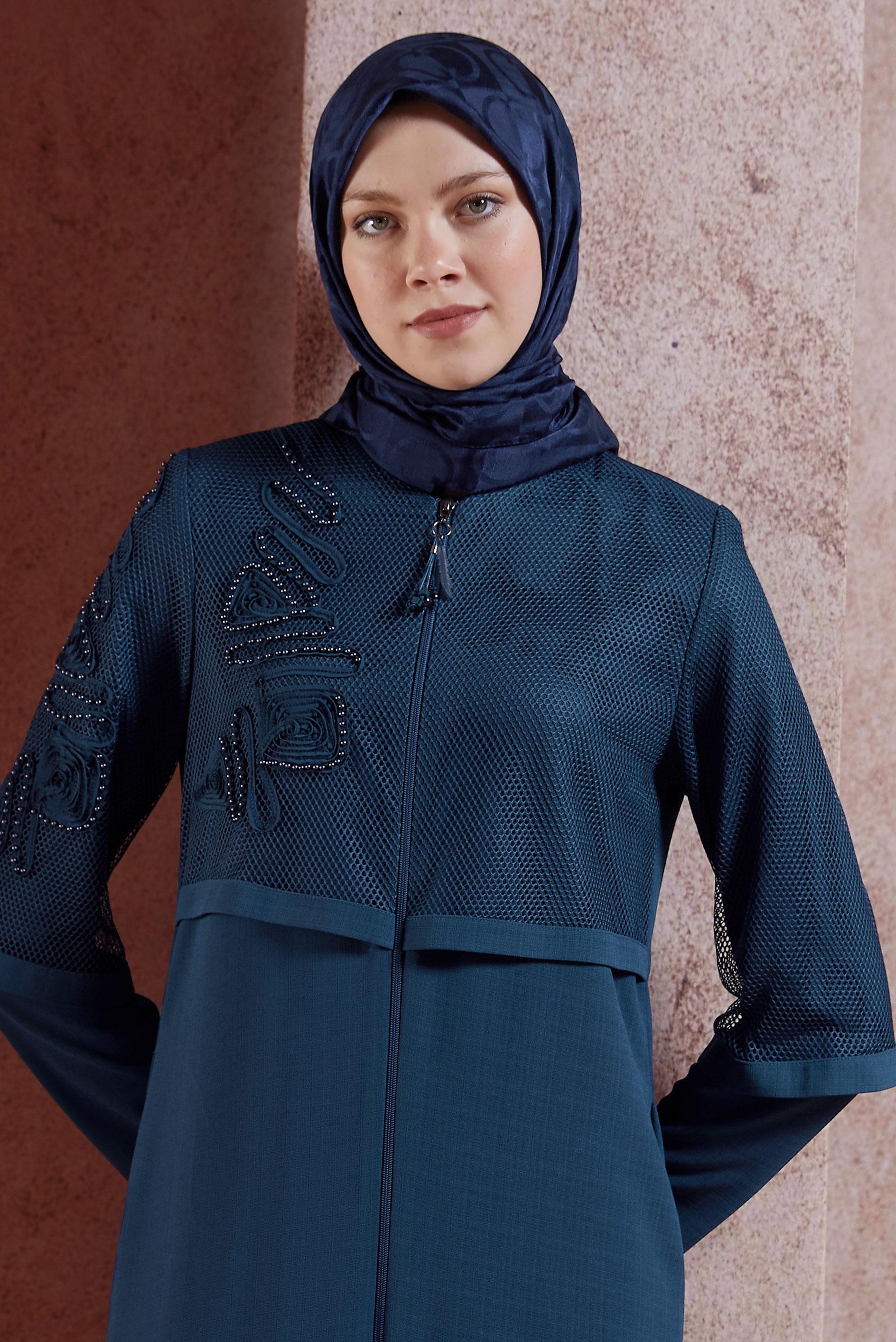 Tesettür giyim LACİVERT ALVİNA JAKAR EŞARP 8452