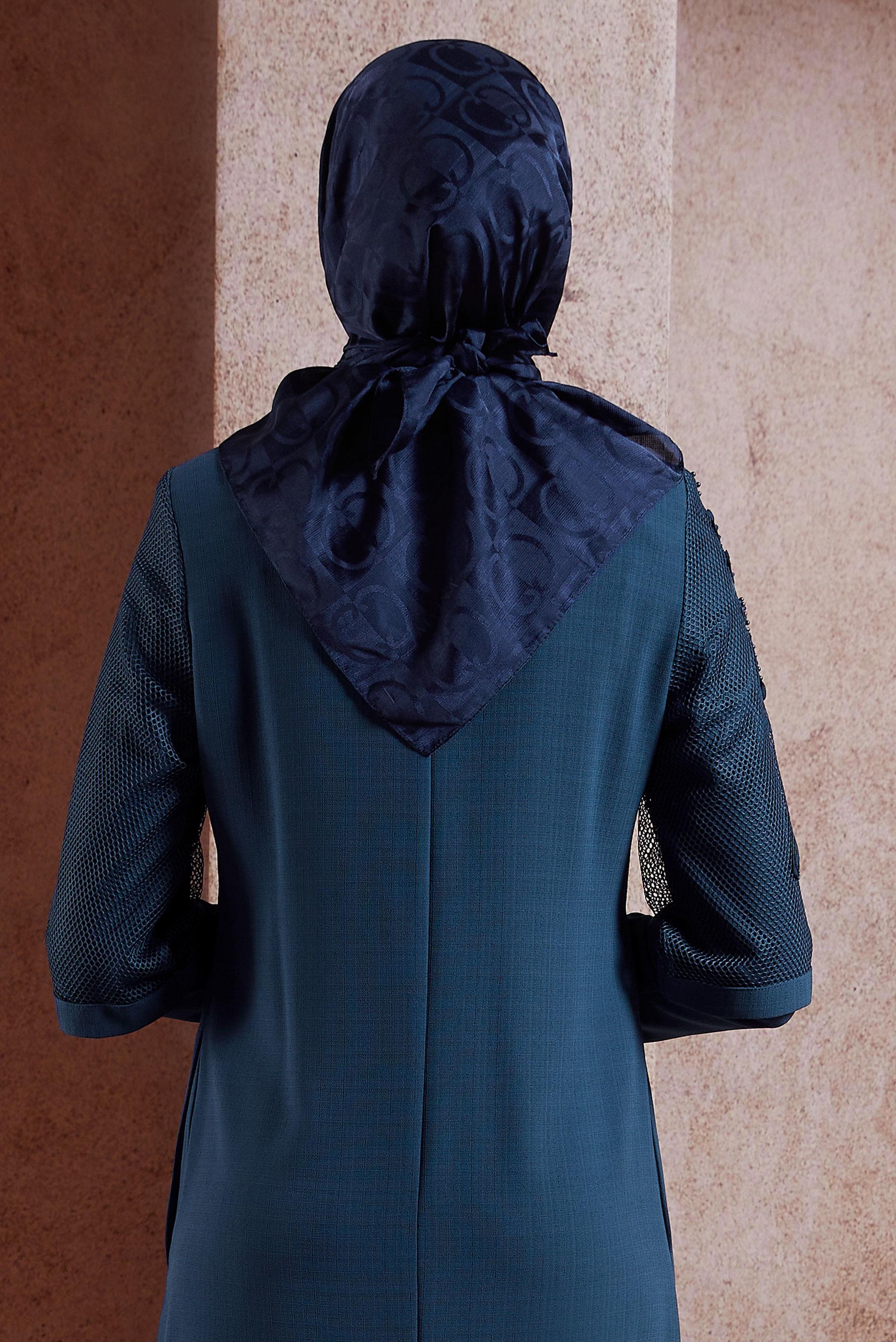 Tesettür giyim LACİVERT ALVİNA JAKAR EŞARP 8452