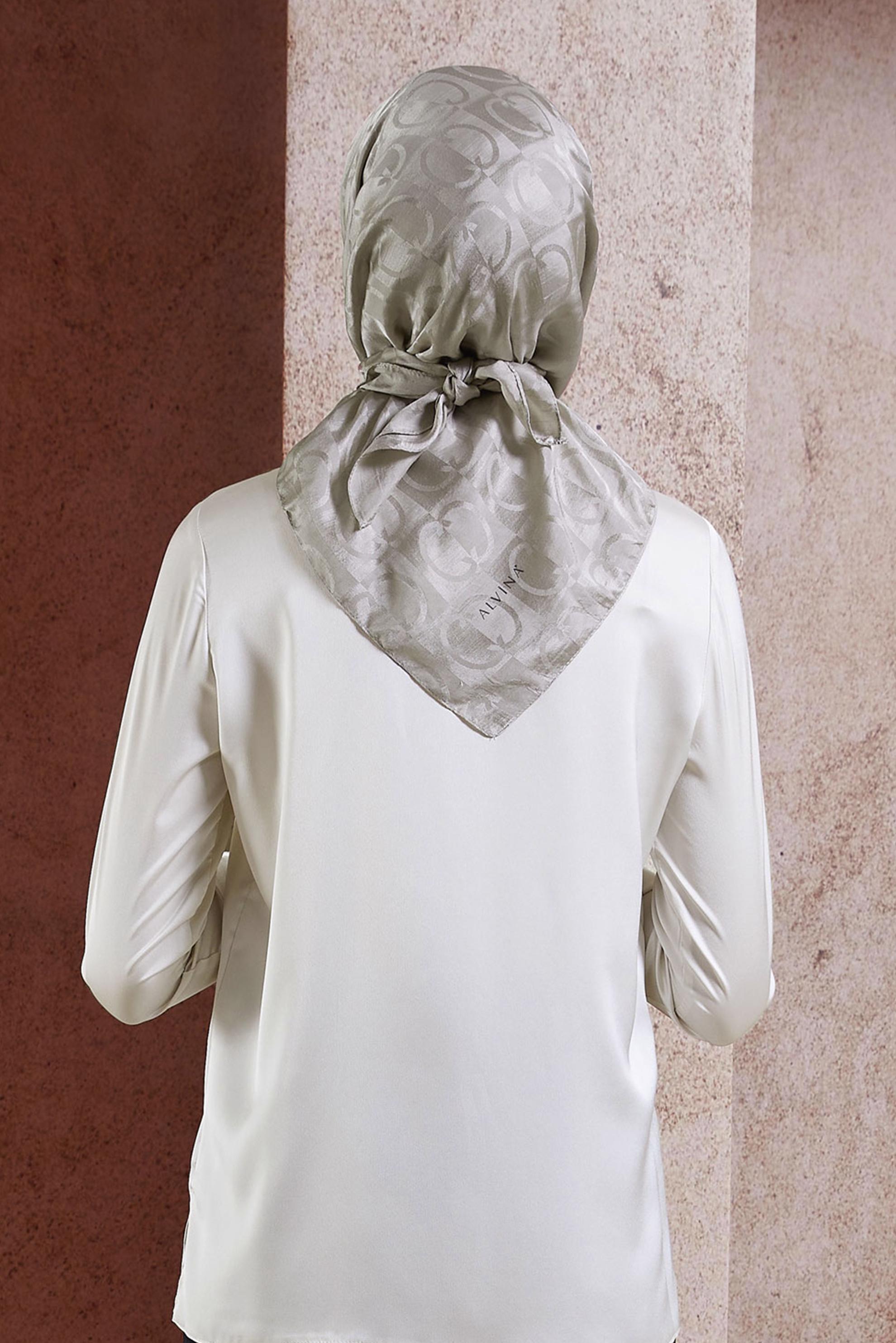 Tesettür giyim VİZON ALVİNA JAKAR EŞARP 8452