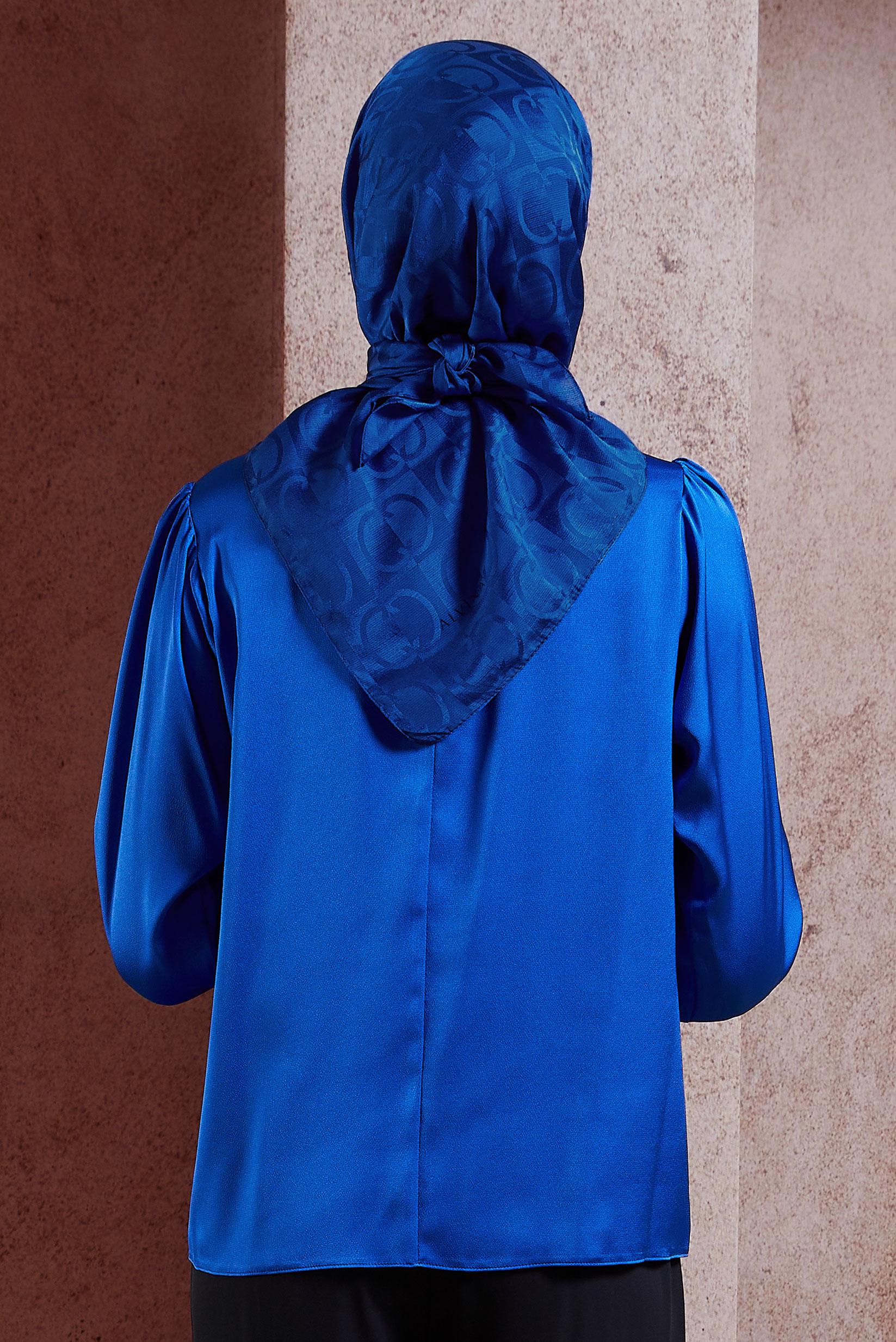 Tesettür giyim LACİVERT ALVİNA JAKAR EŞARP 8452