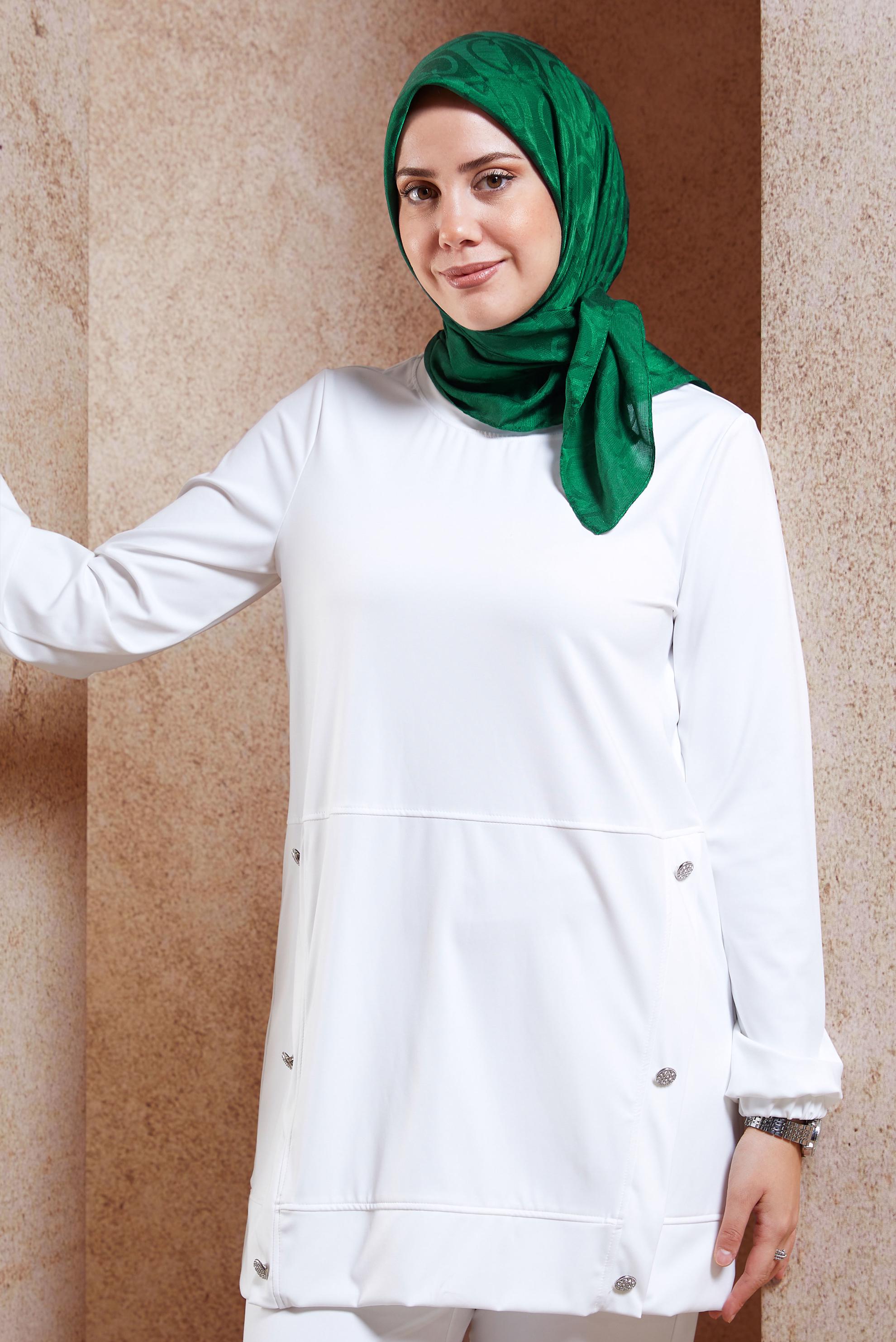 Tesettür giyim YEŞİL ALVİNA JAKAR EŞARP 8452