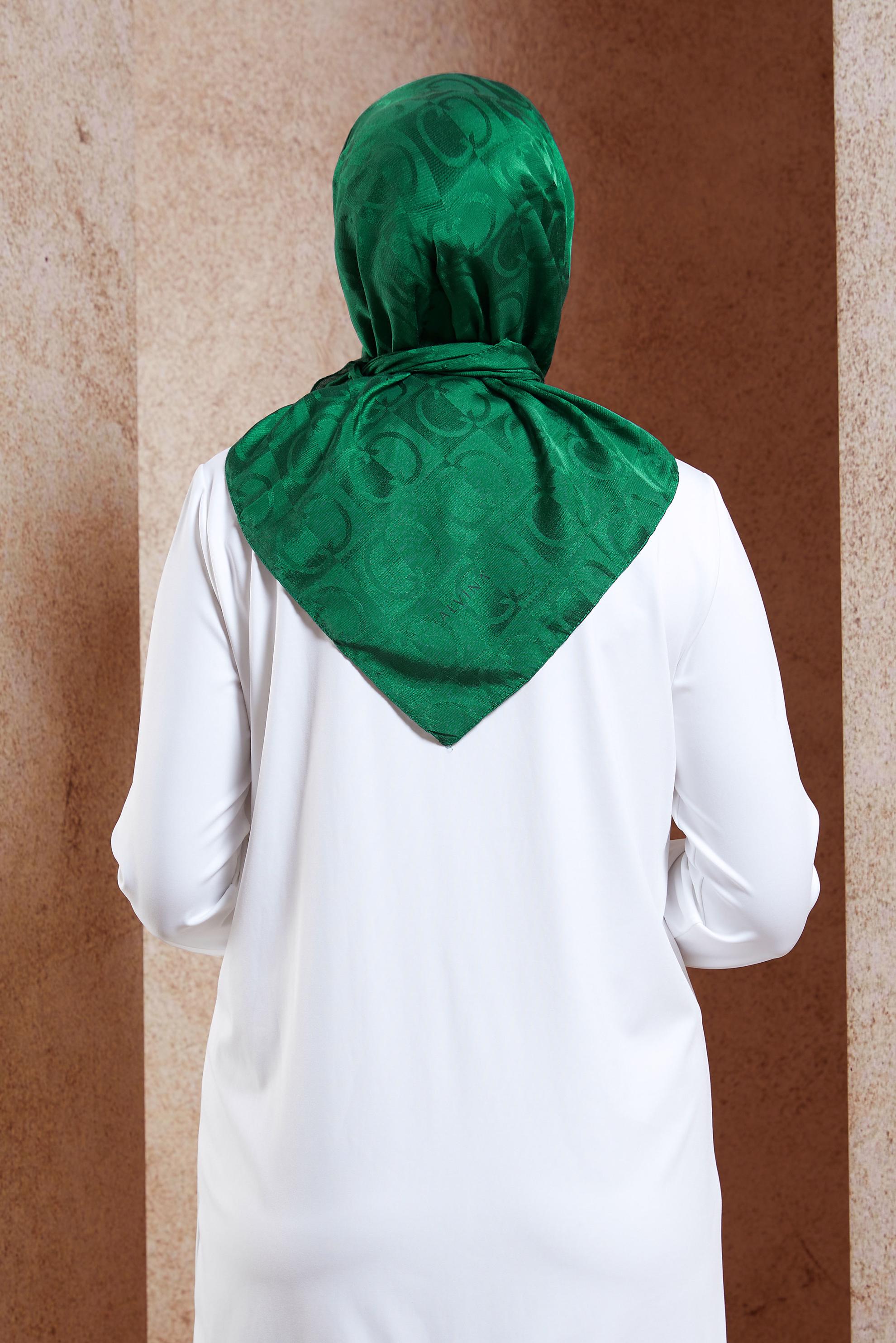 Tesettür giyim YEŞİL ALVİNA JAKAR EŞARP 8452