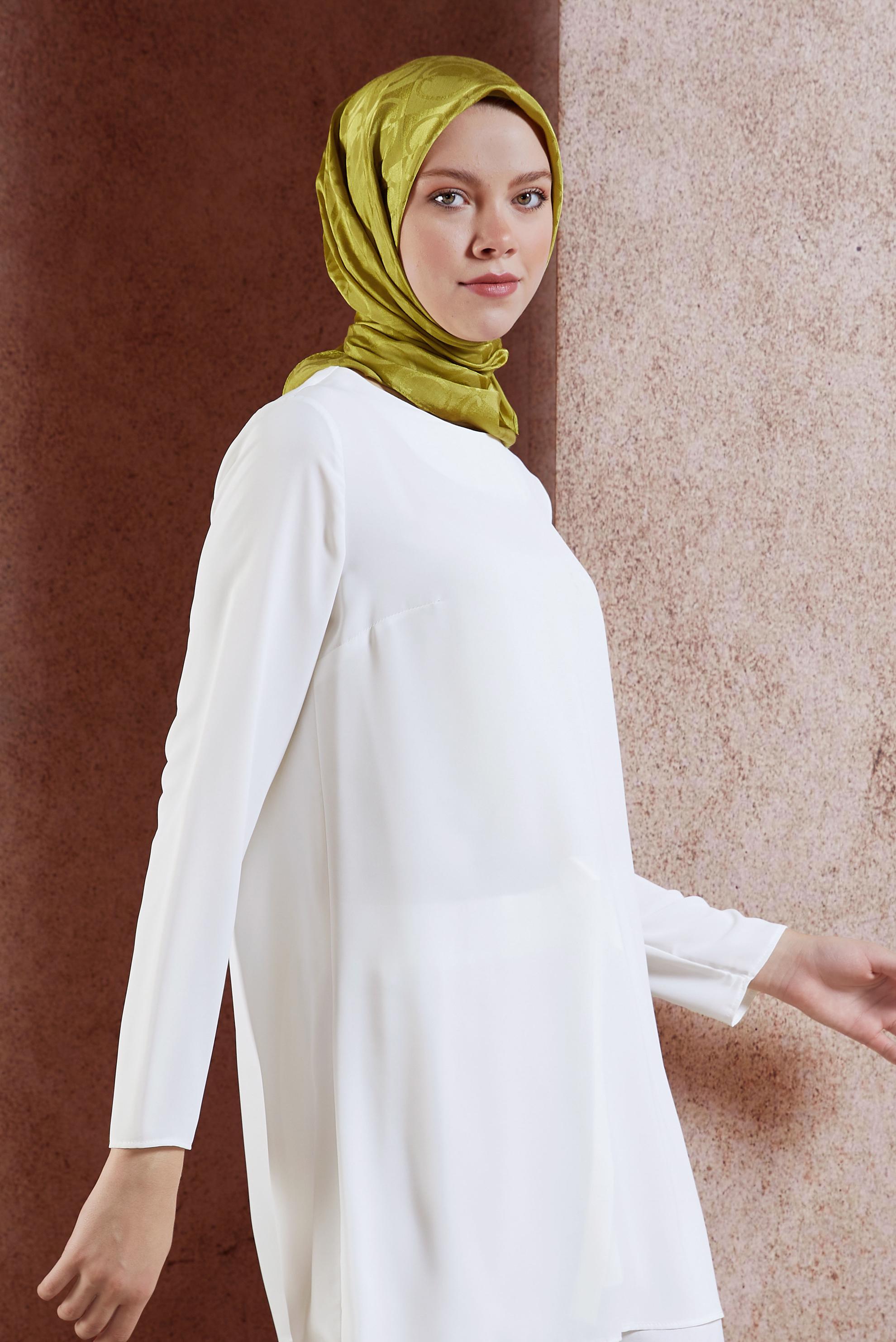 Tesettür giyim YEŞİL ALVİNA JAKAR EŞARP 8452