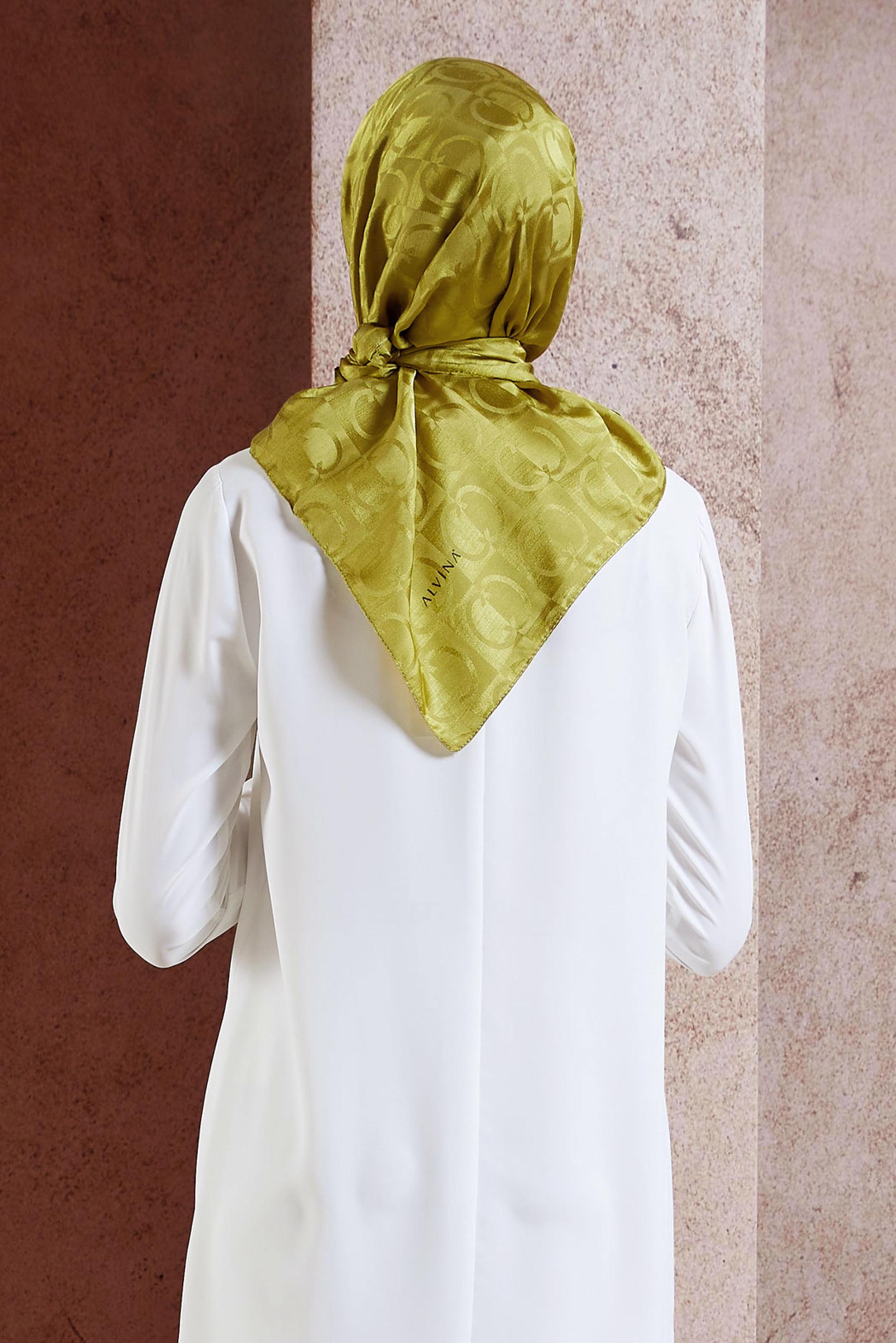 Tesettür giyim YEŞİL ALVİNA JAKAR EŞARP 8452