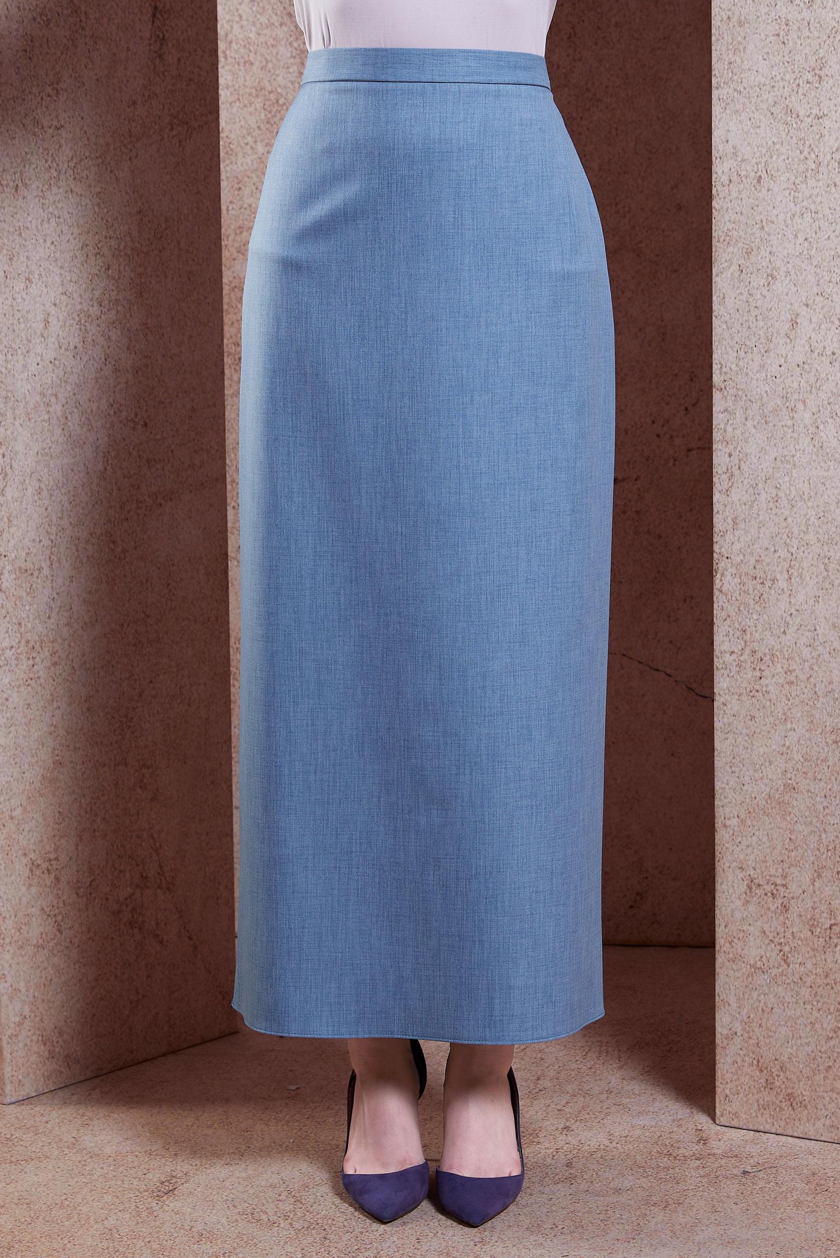 Tesettür giyim MAVİ GİZLİ YIRTMAÇLI ETEK 60550