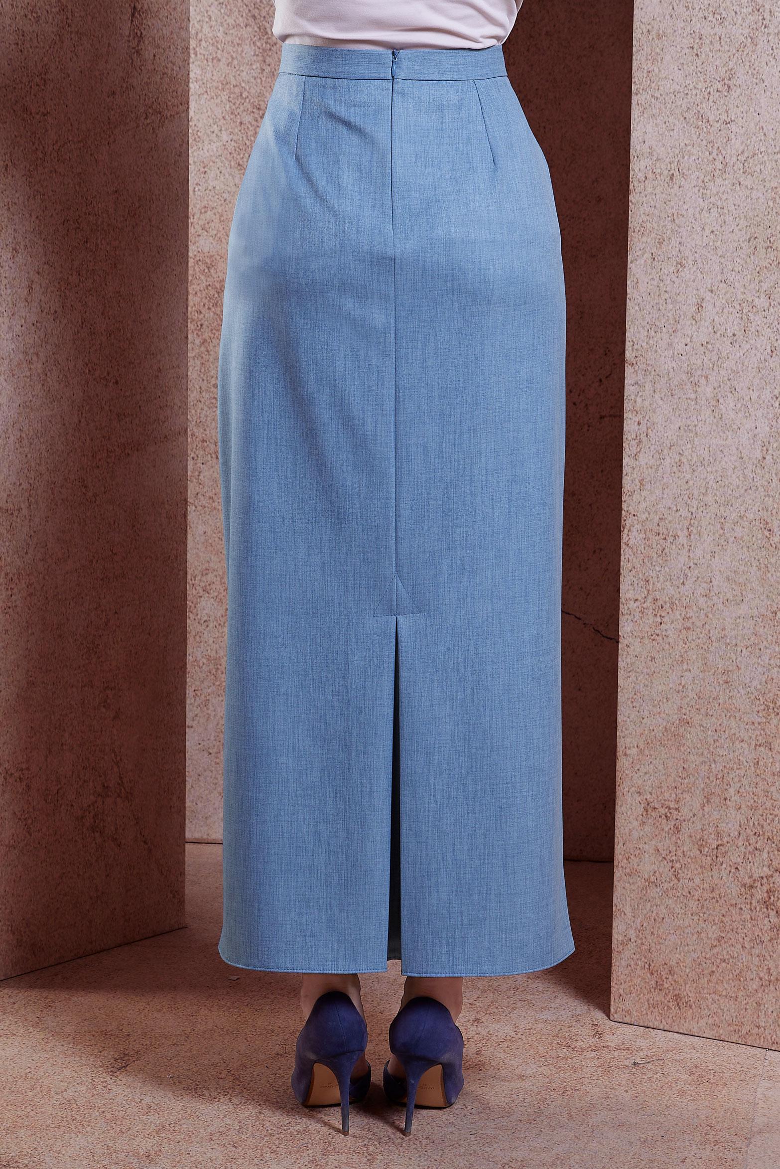 Tesettür giyim MAVİ GİZLİ YIRTMAÇLI ETEK 60550