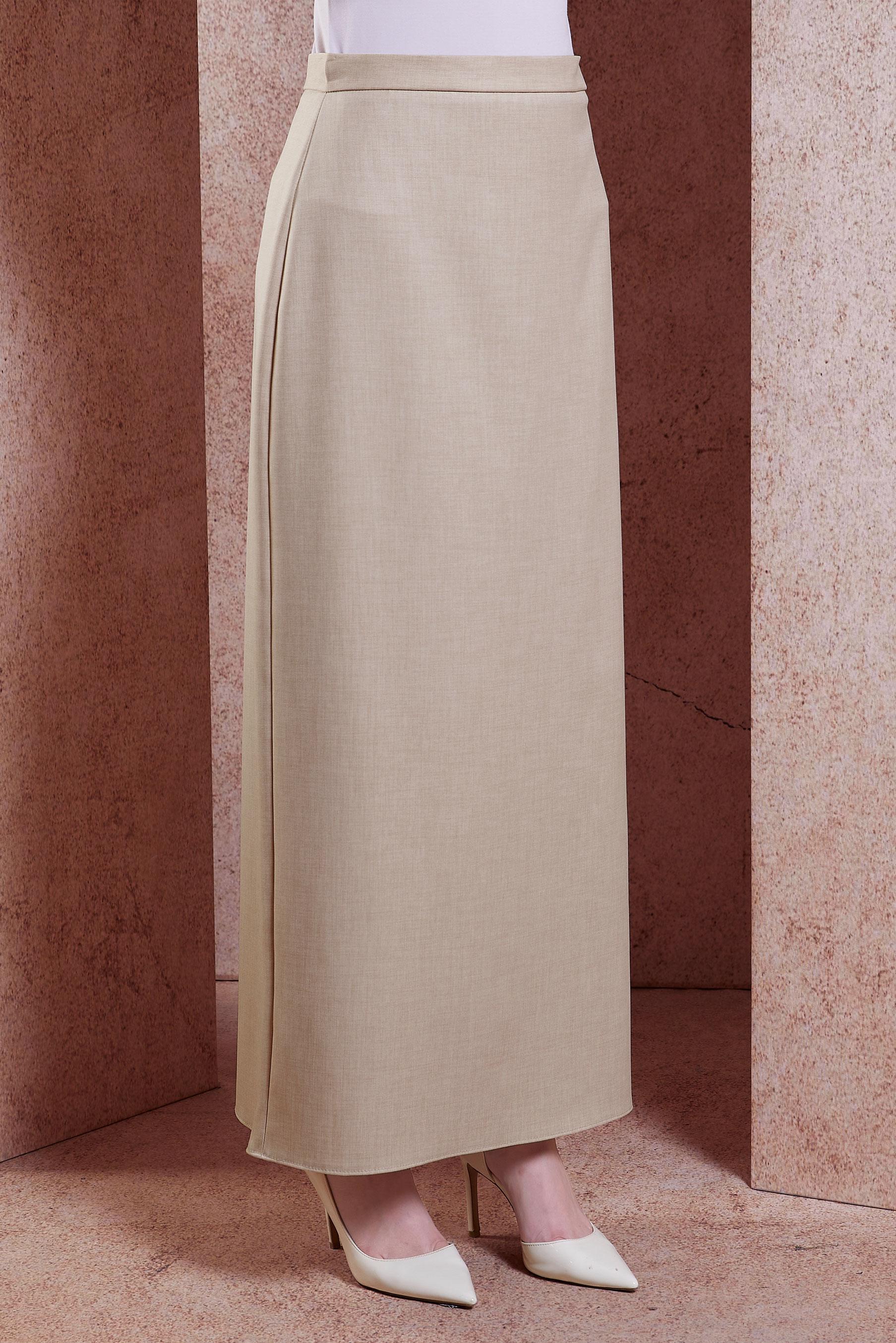 Tesettür giyim BEJ GİZLİ YIRTMAÇLI ETEK 60550