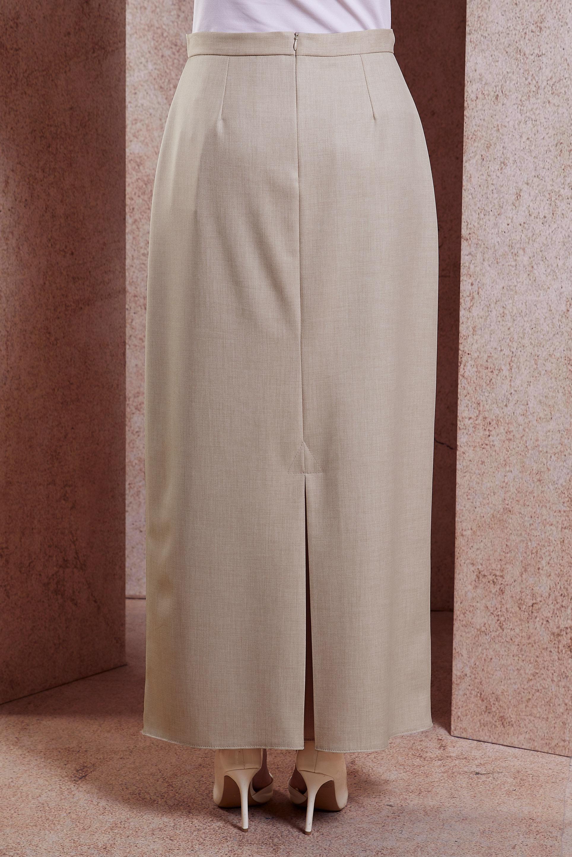 Tesettür giyim BEJ GİZLİ YIRTMAÇLI ETEK 60550