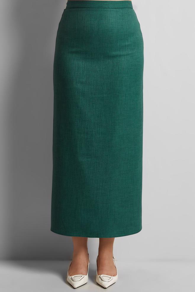 Hijab clothing GREEN SKIRT WITH INVISIBLE SLIT 60550 - ALVİNA