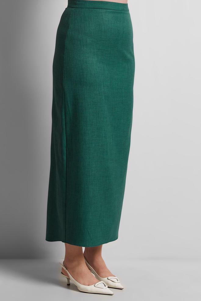 Hijab clothing GREEN SKIRT WITH INVISIBLE SLIT 60550 - ALVİNA