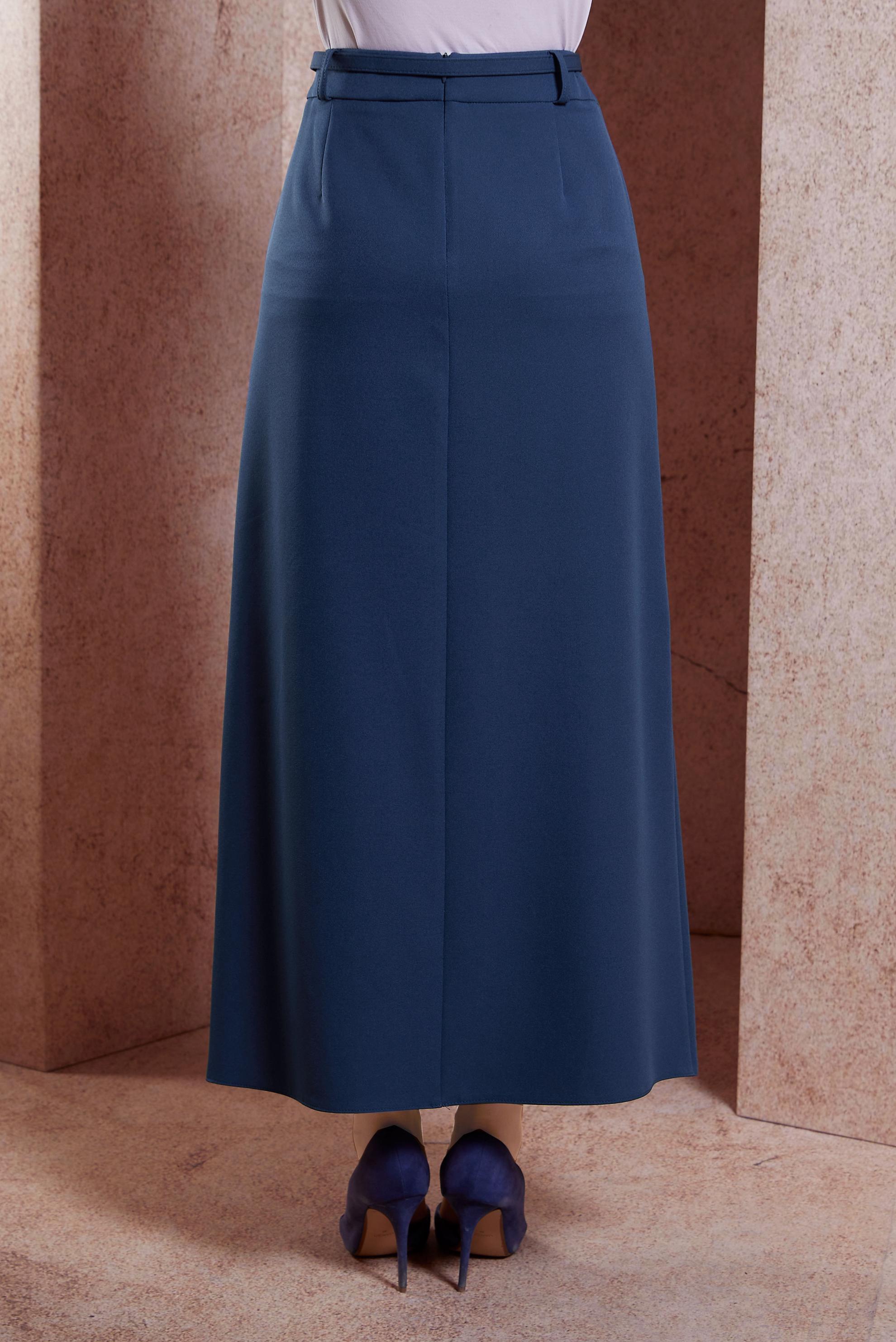 Tesettür giyim LACİVERT KEMERLİ DÜZ ETEK 60551