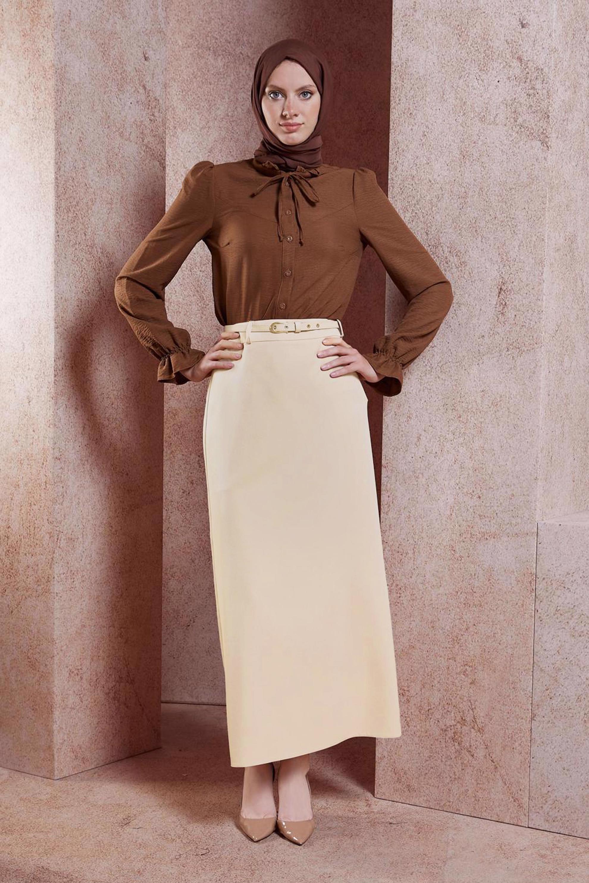 Hijab clothing ECRU BELTED SKIRT 60551