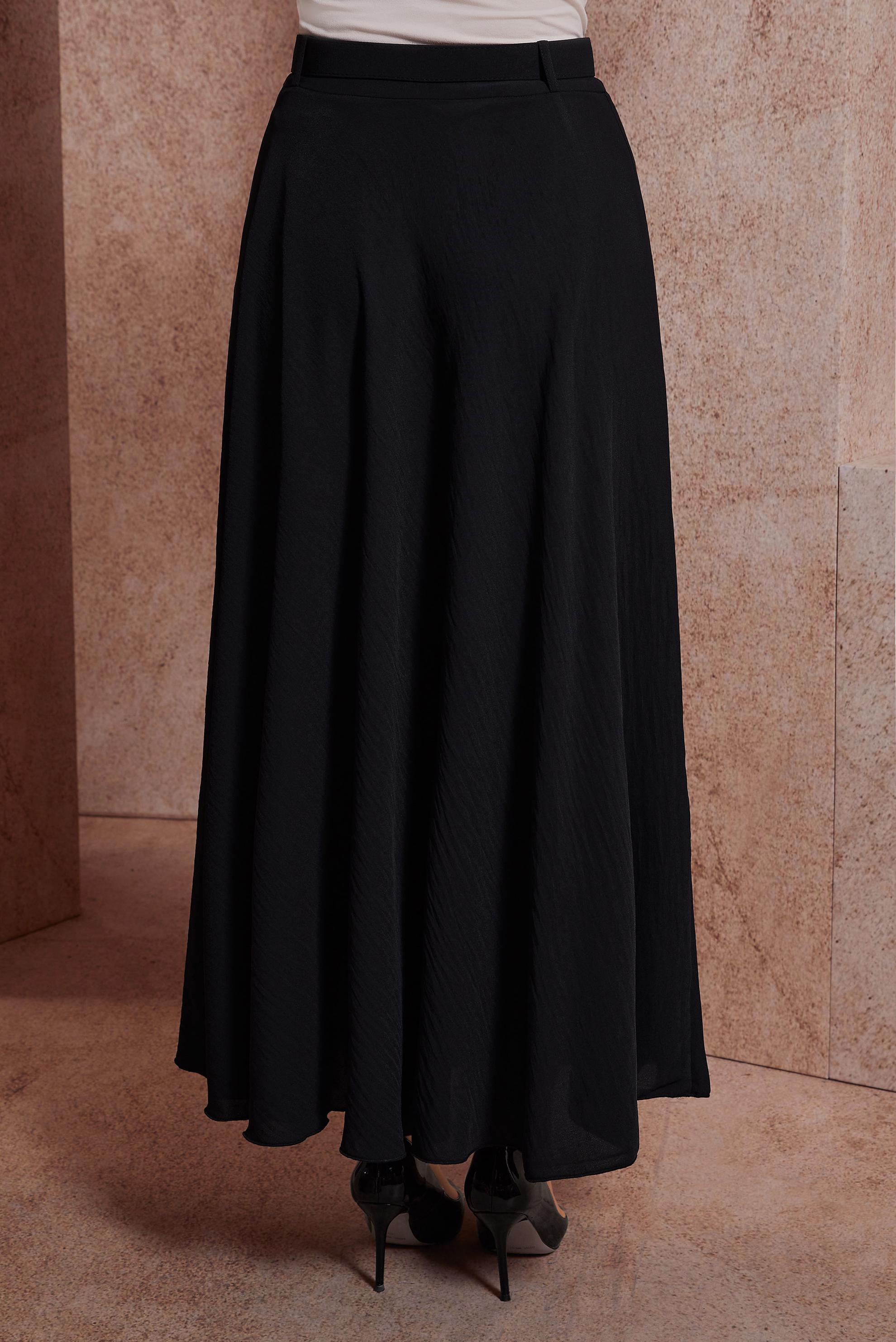 Tesettür giyim SİYAH KEMERLİ ETEK 60552