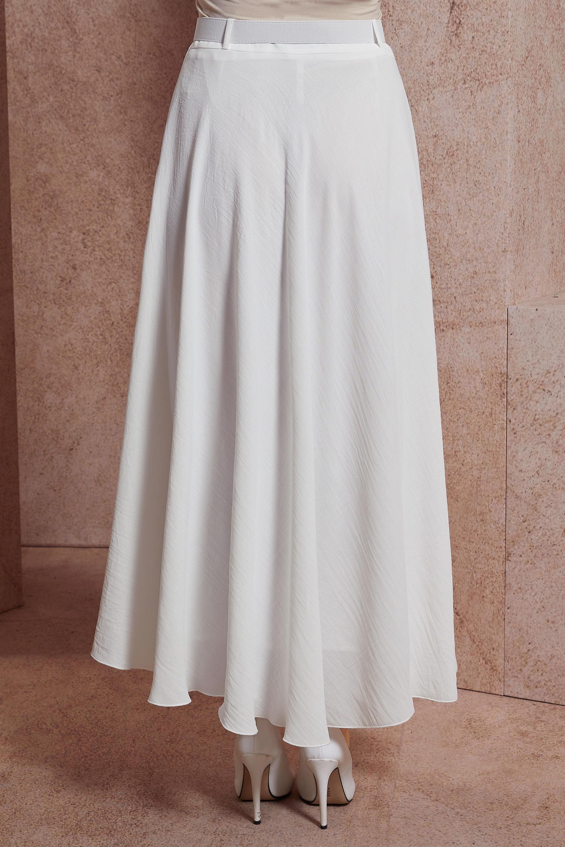 Tesettür giyim BEYAZ KEMERLİ ETEK 60552