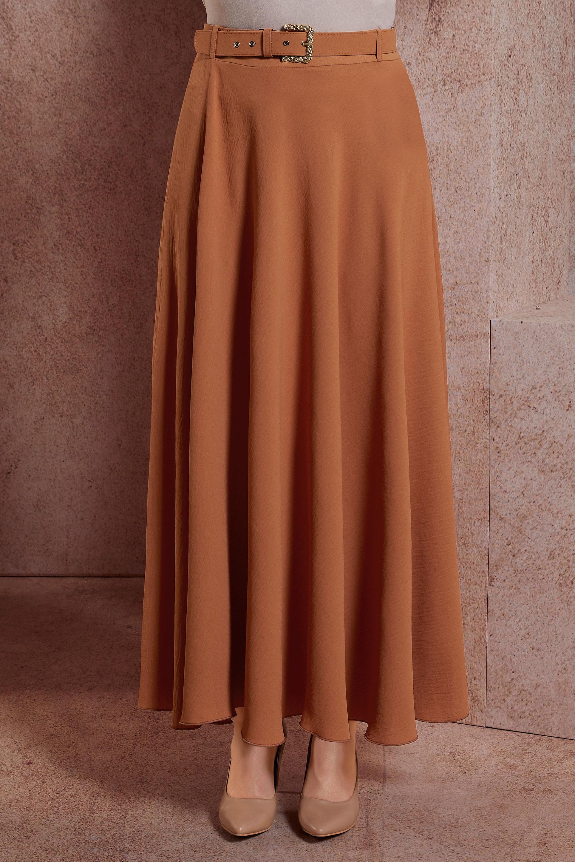 Tesettür giyim TURUNCU KEMERLİ ETEK 60552