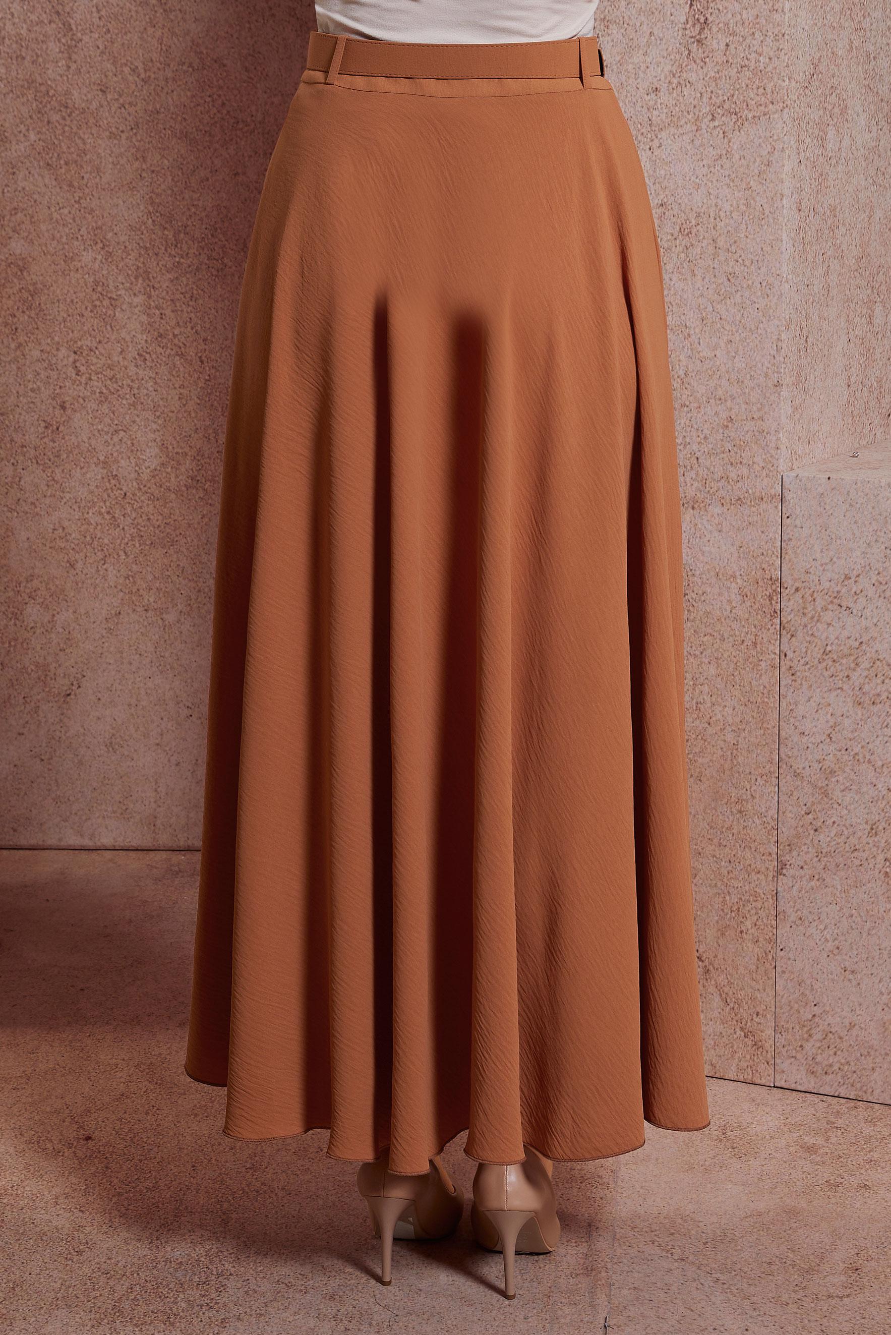 Tesettür giyim TURUNCU KEMERLİ ETEK 60552