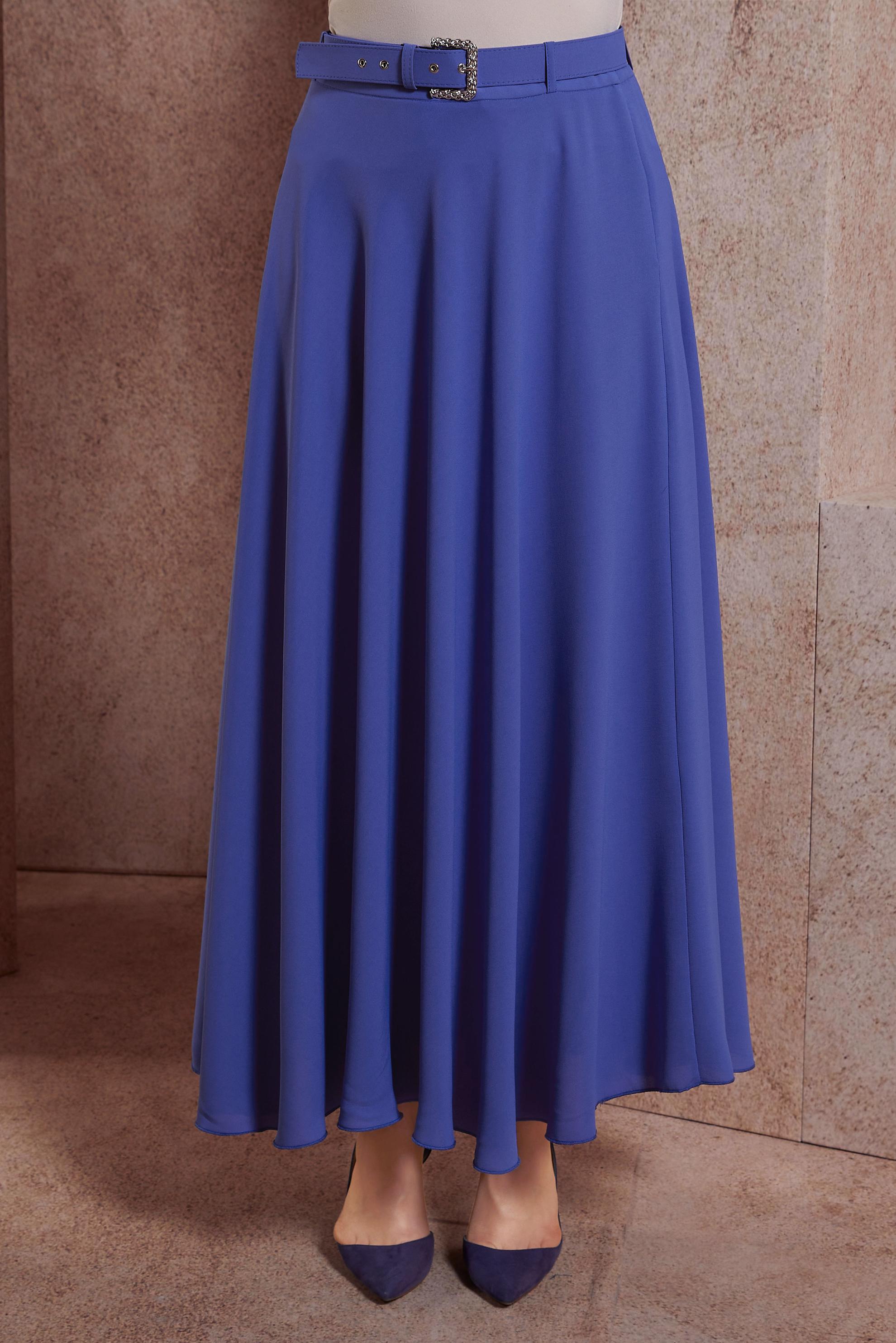 Tesettür giyim LACİVERT KEMERLİ ETEK 60552