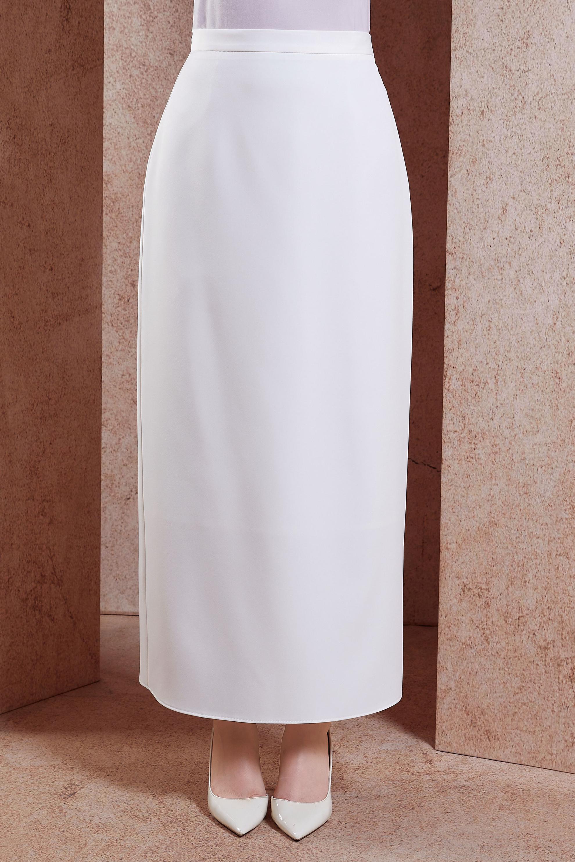 Tesettür giyim BEYAZ DÜZ KESİM UZUN ETEK 60554