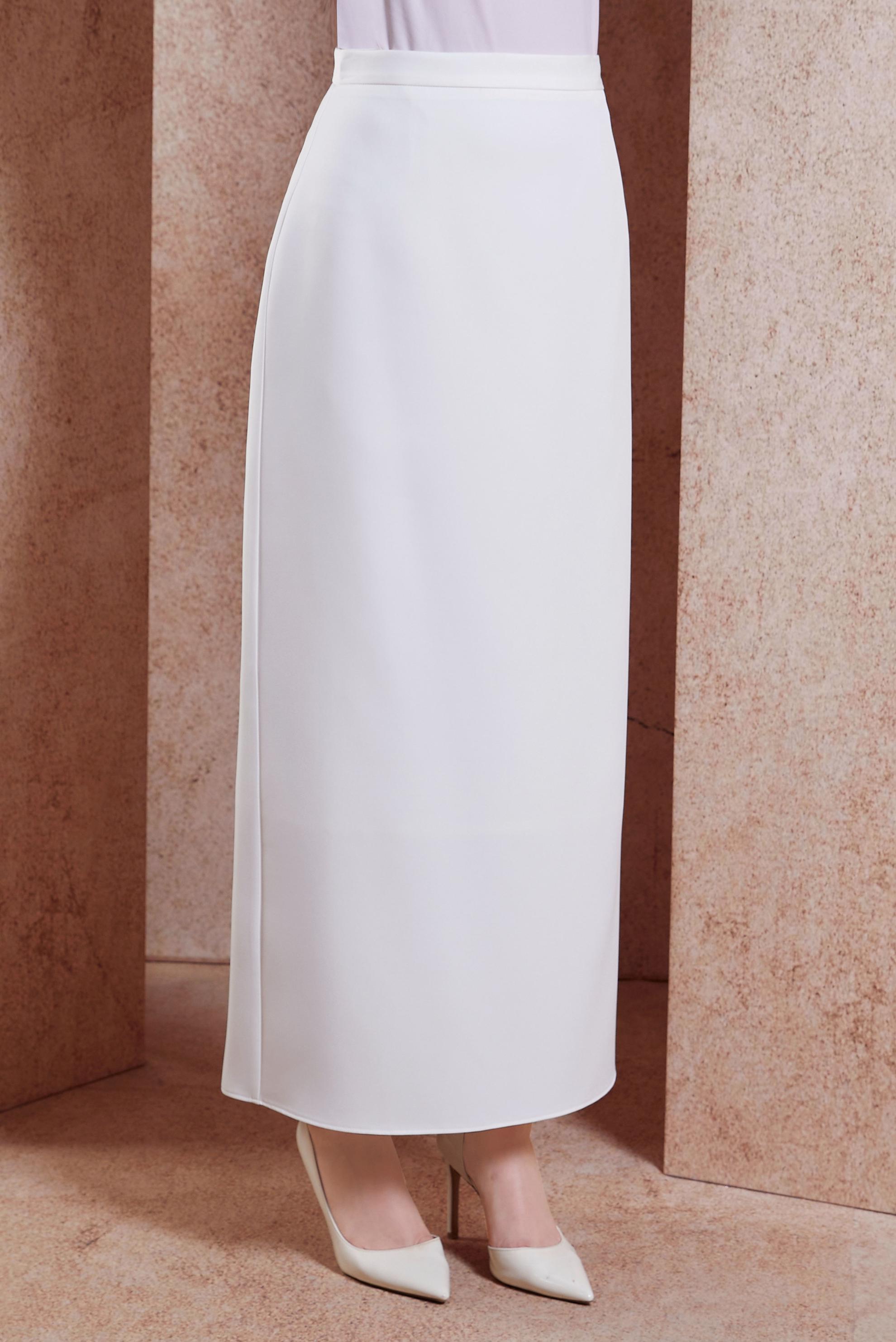 Tesettür giyim BEYAZ DÜZ KESİM UZUN ETEK 60554