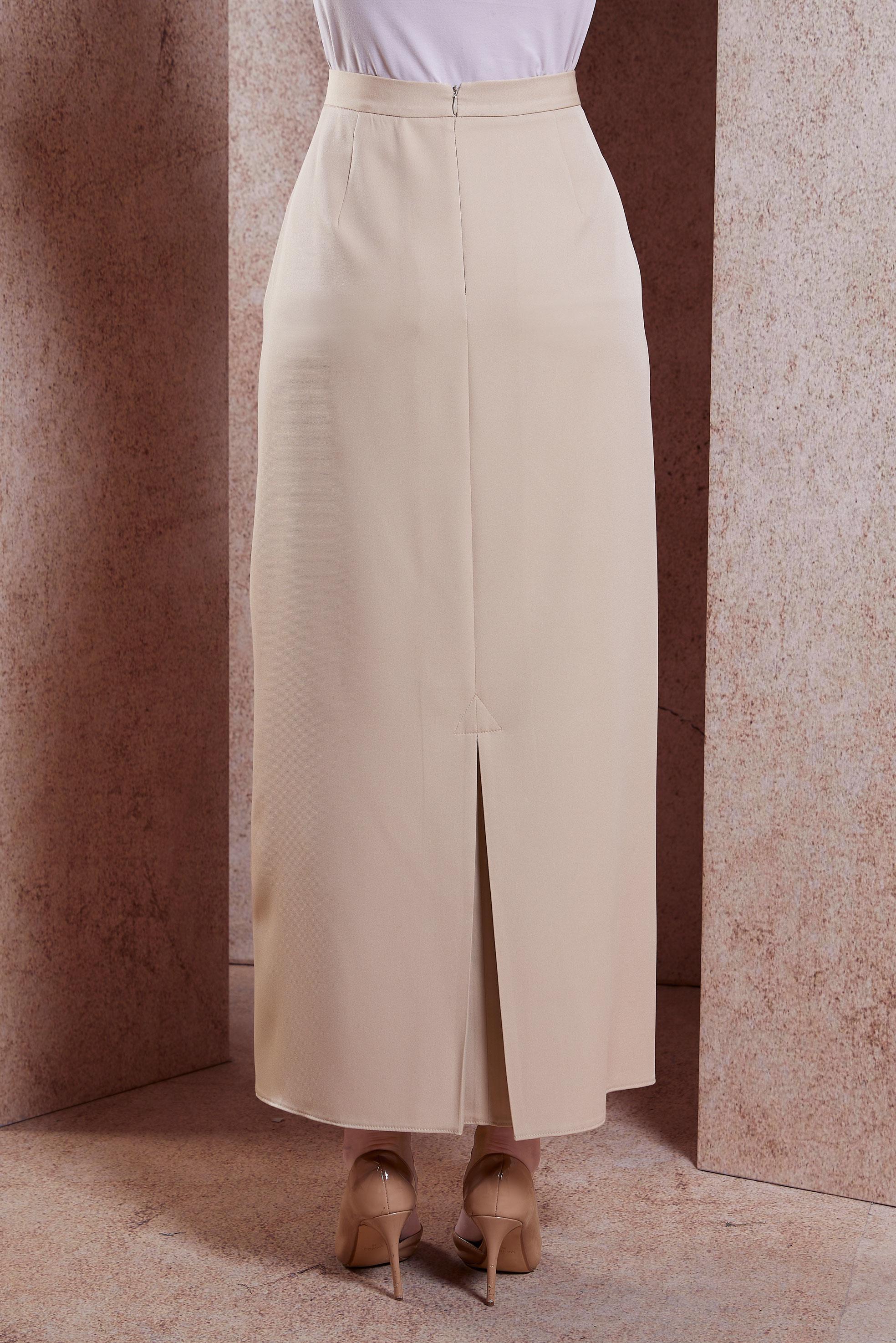 Tesettür giyim BEJ DÜZ KESİM UZUN ETEK 60554