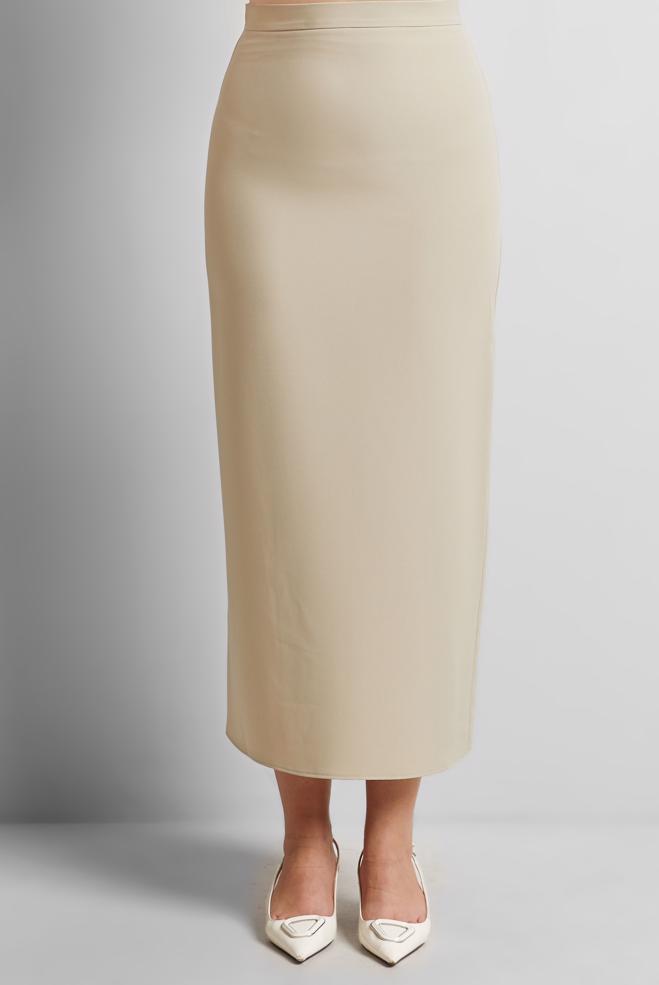 Hijab clothing ECRU STRAIGHT CUT LONG SKIRT 60554 - ALVİNA