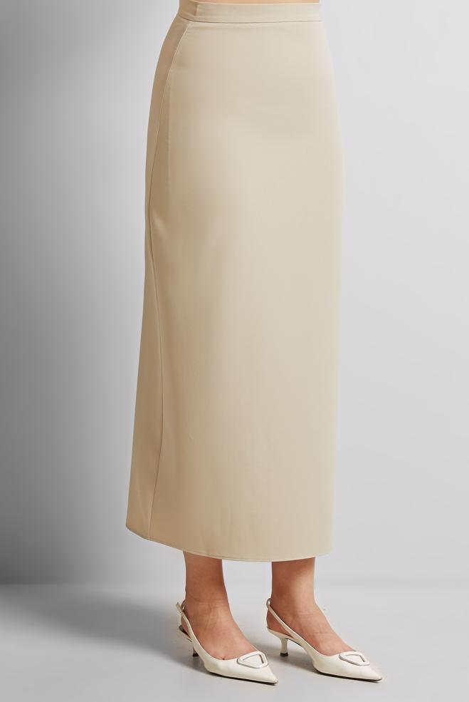 Hijab clothing ECRU STRAIGHT CUT LONG SKIRT 60554 - ALVİNA