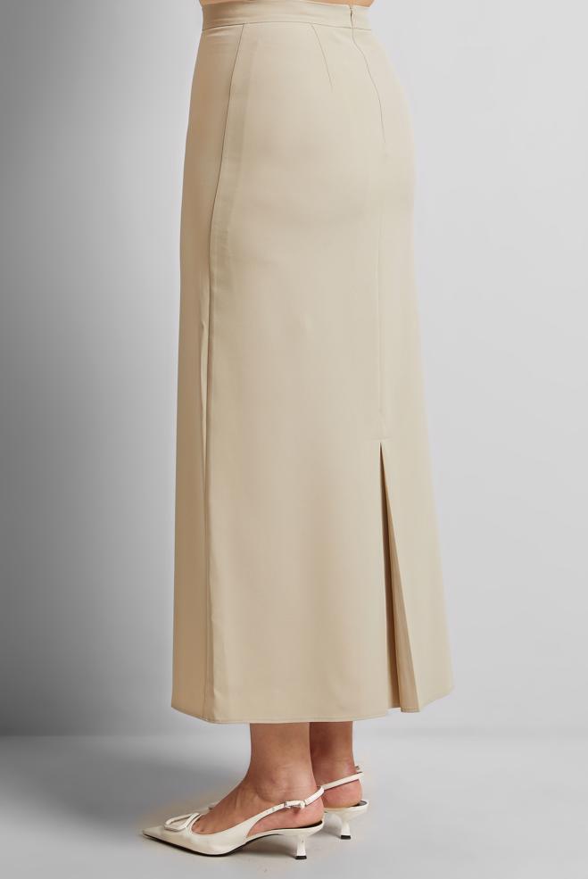 Hijab clothing ECRU STRAIGHT CUT LONG SKIRT 60554 - ALVİNA