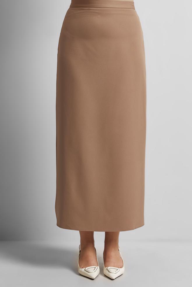 Hijab clothing BROWN STRAIGHT CUT LONG SKIRT 60554 - ALVİNA