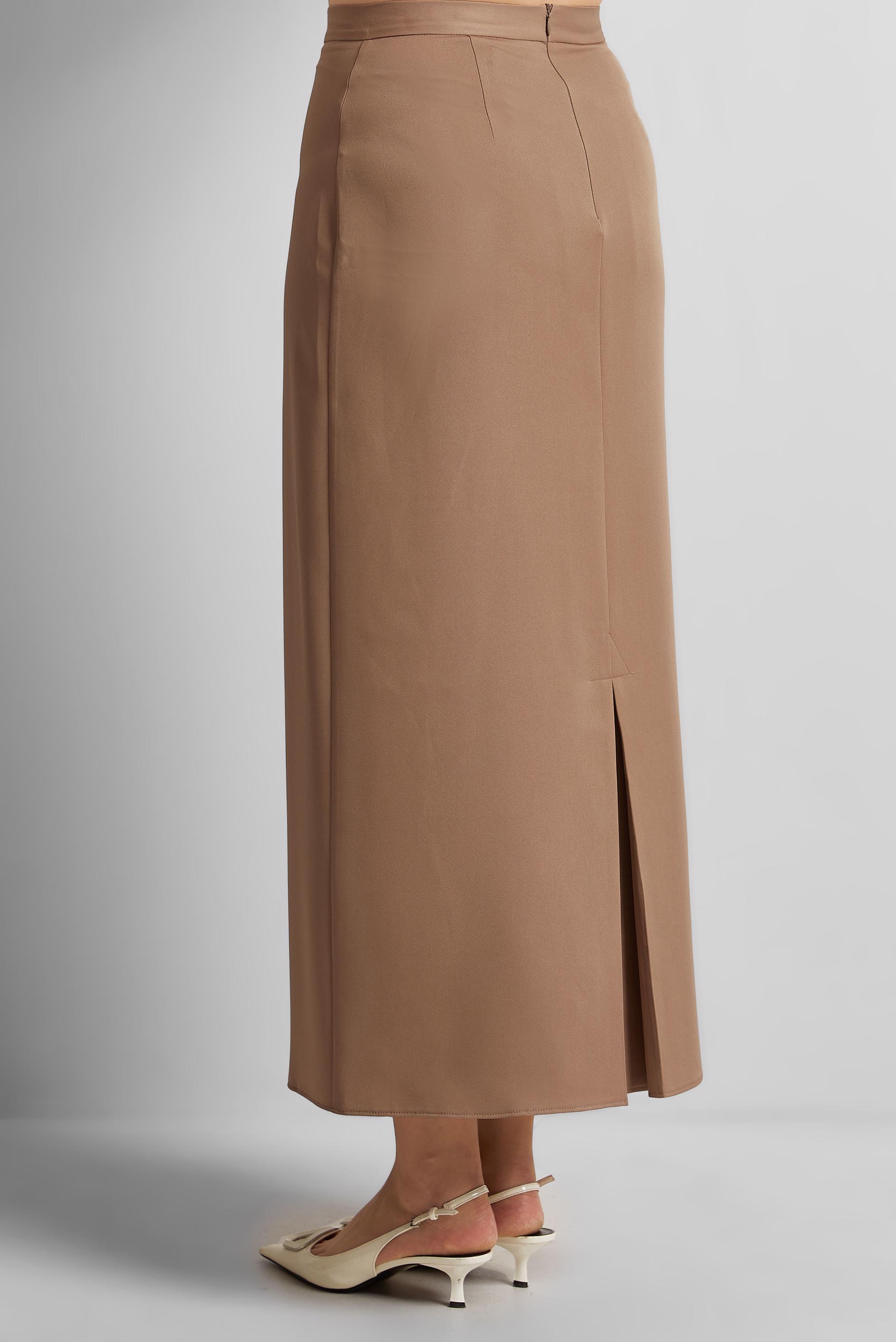 Tesettür giyim KAHVE DÜZ KESİM UZUN ETEK 60554