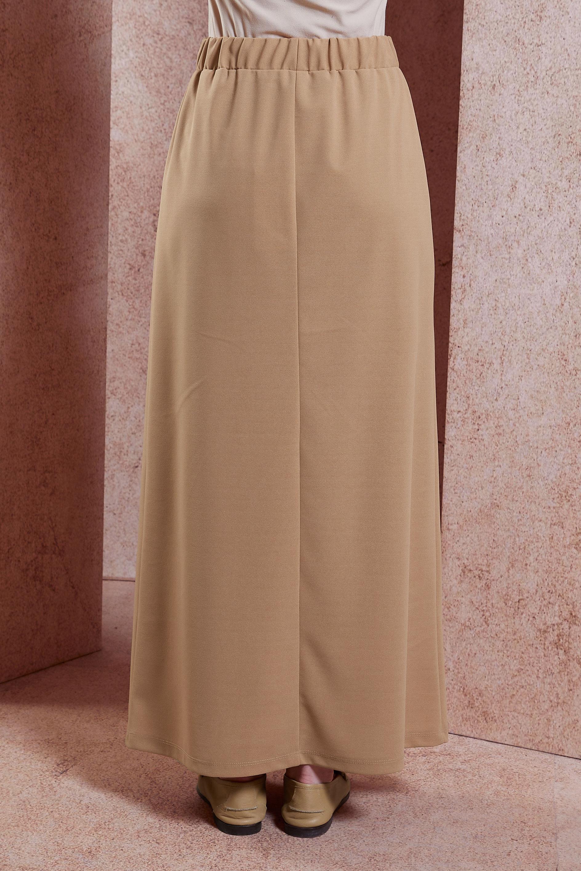 Tesettür giyim KAHVE BELİ LASTİKLİ ETEK 60555