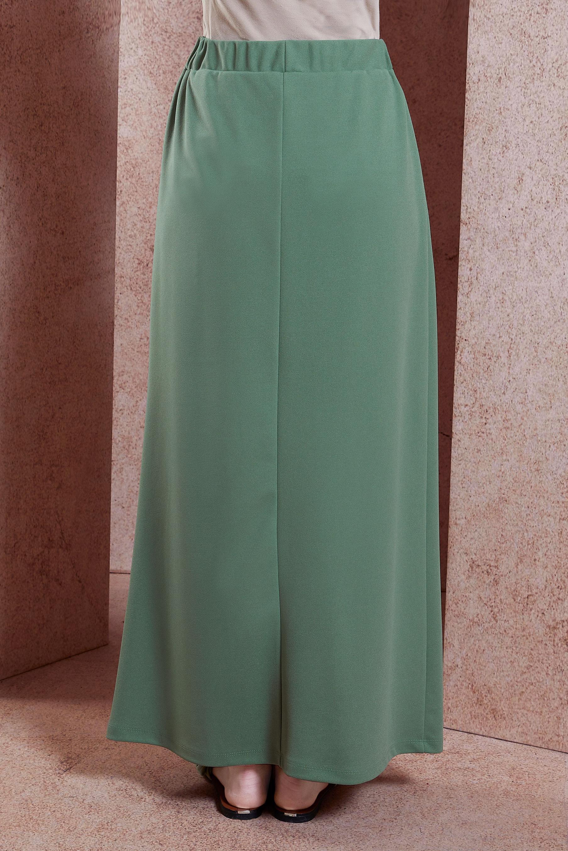 Tesettür giyim YEŞİL BELİ LASTİKLİ ETEK 60555