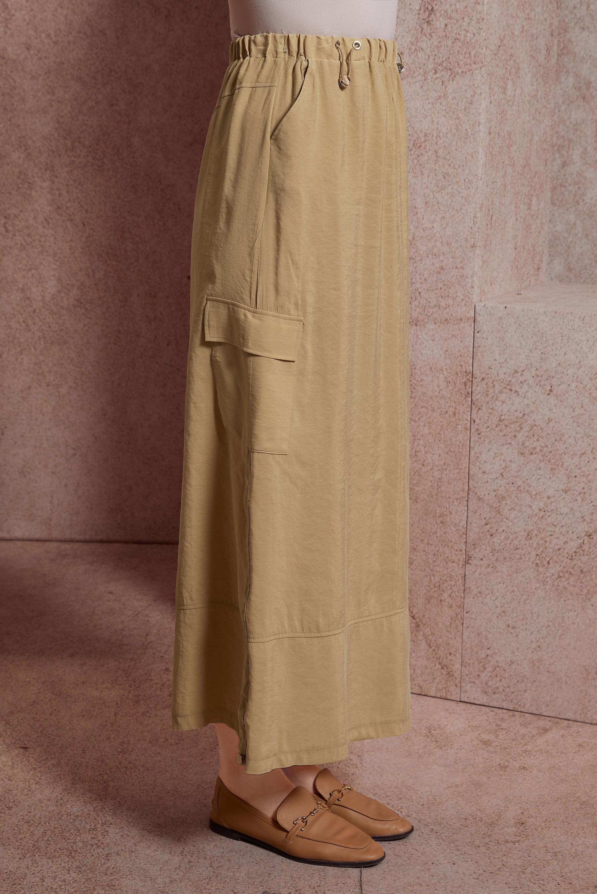 Tesettür giyim KAHVE KARGO CEPLİ ETEK 60557