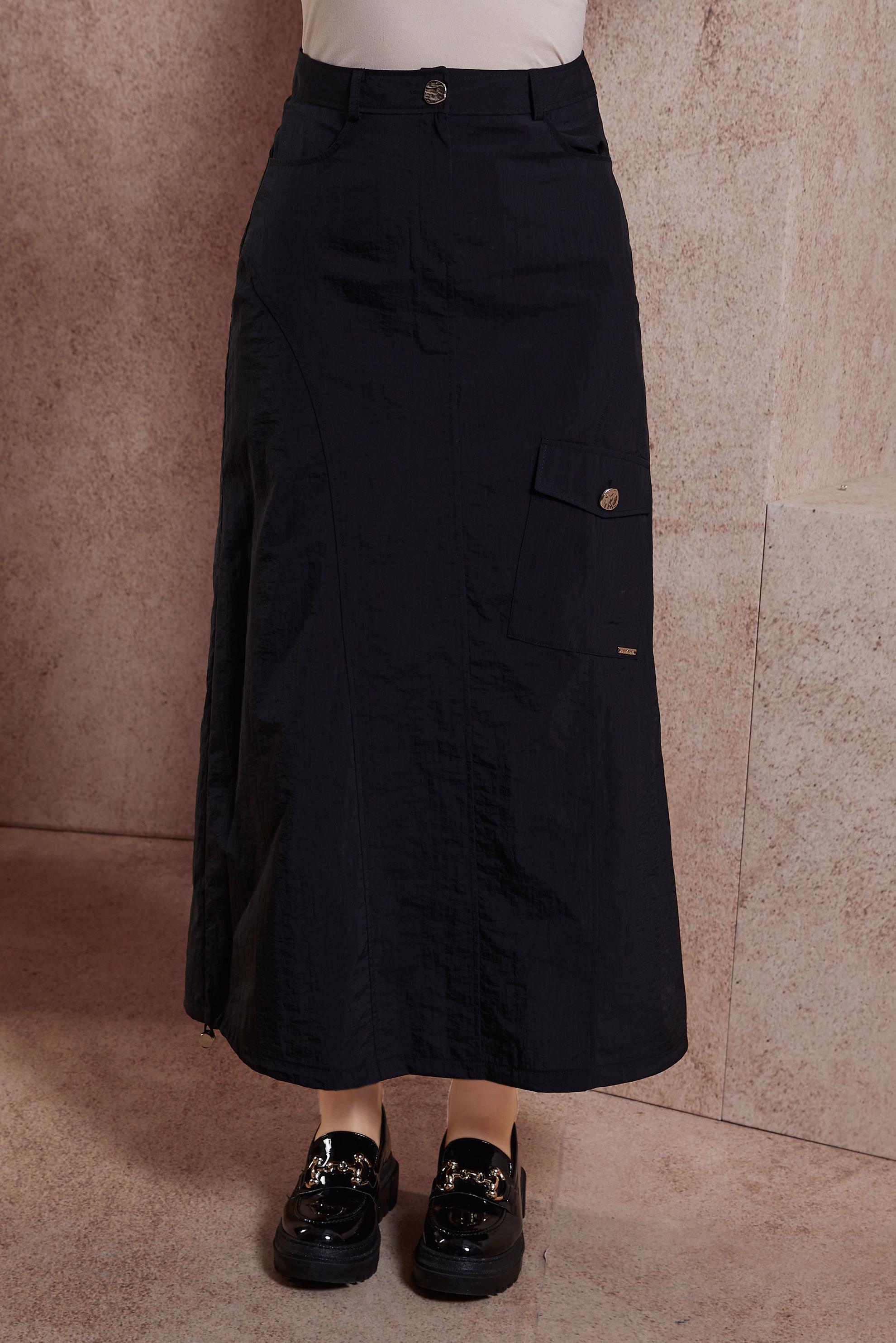 Tesettür giyim SİYAH PARAŞÜT KUMAŞ ETEK 60560