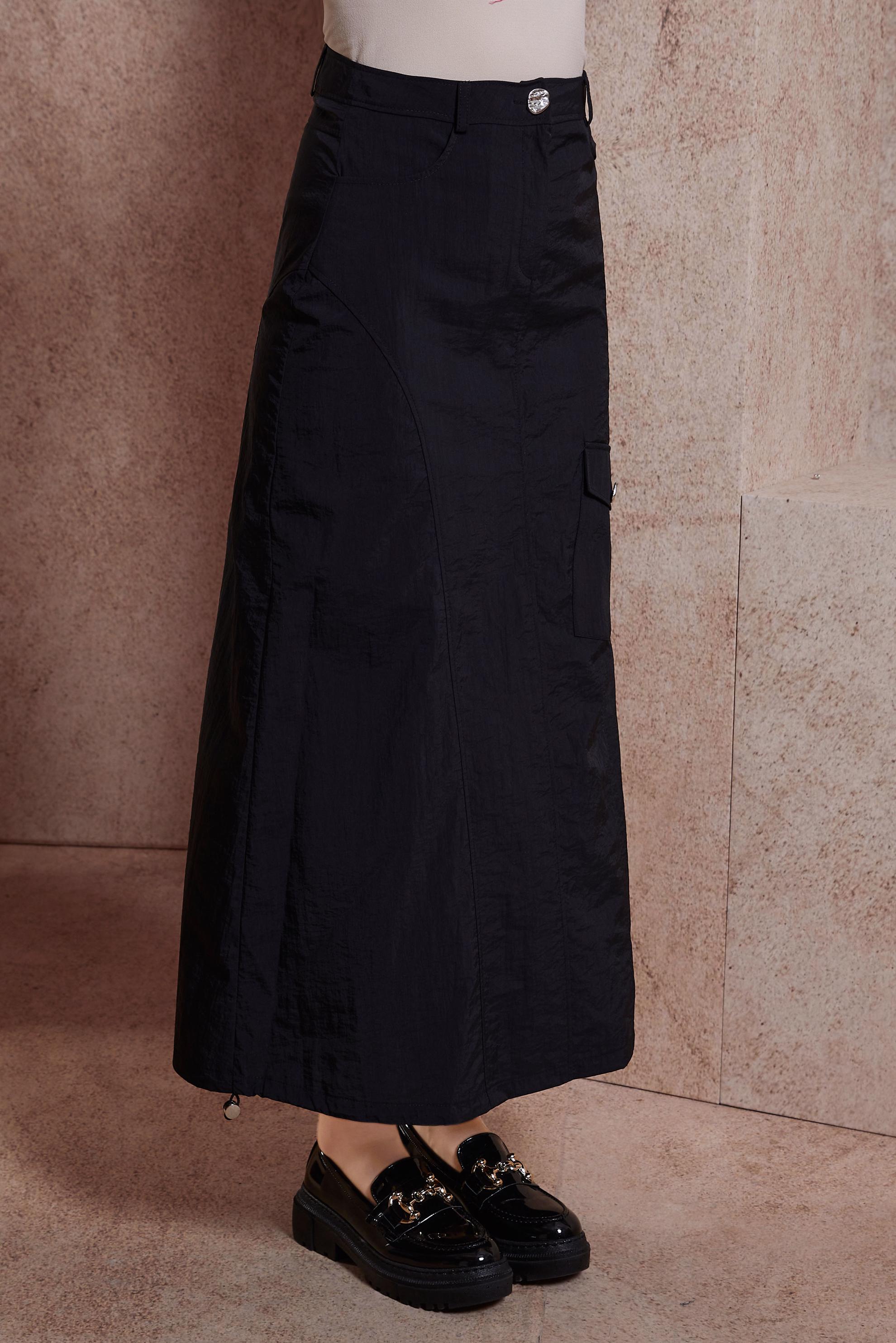 Tesettür giyim SİYAH PARAŞÜT KUMAŞ ETEK 60560