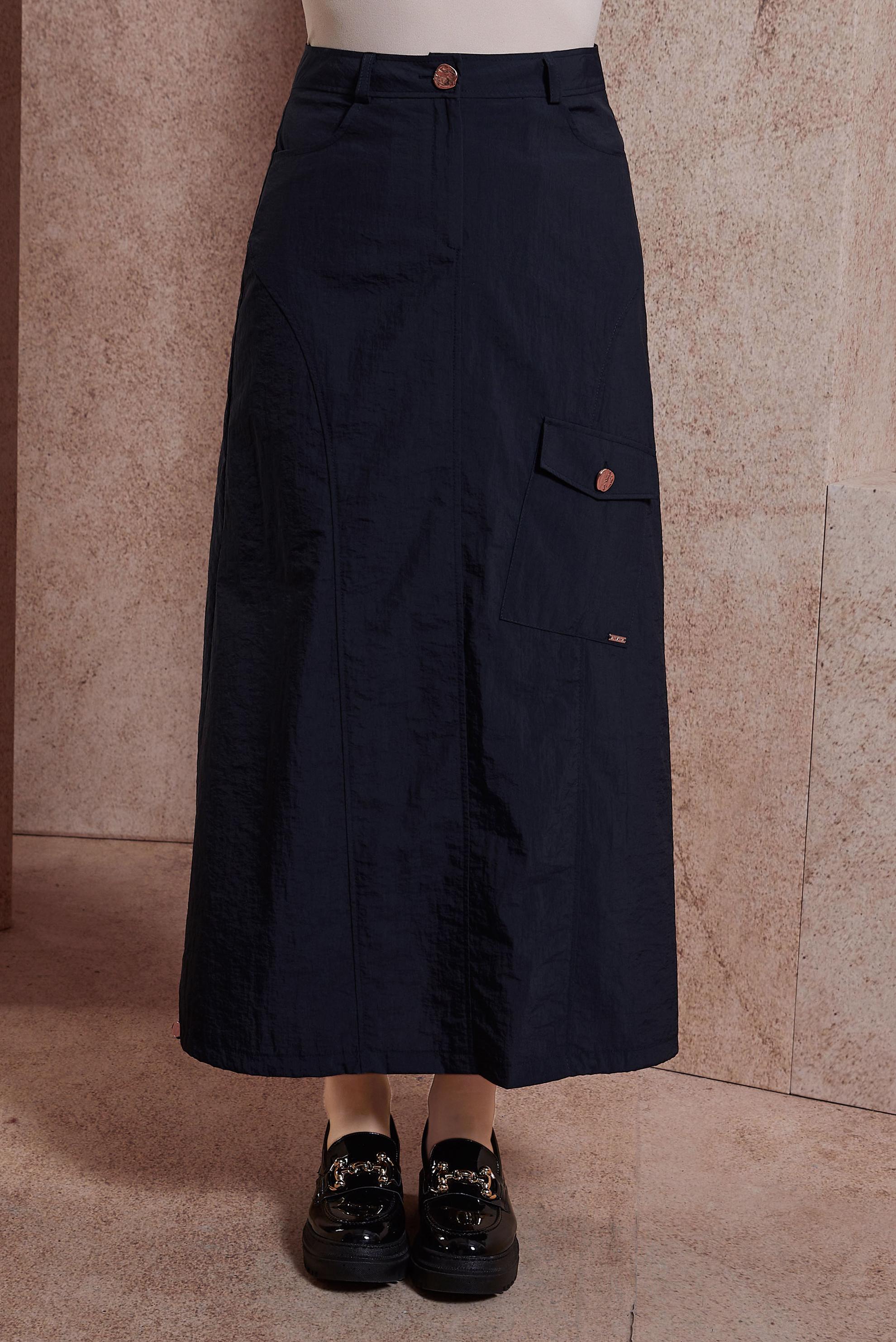 Tesettür giyim LACİVERT PARAŞÜT KUMAŞ ETEK 60560