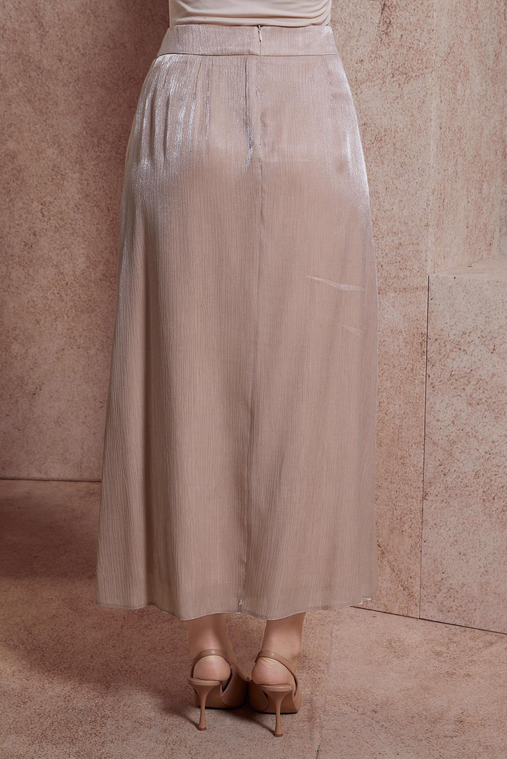 Tesettür giyim PUDRA SATEN DOKULU BÜRÜMCÜK ETEK 60565