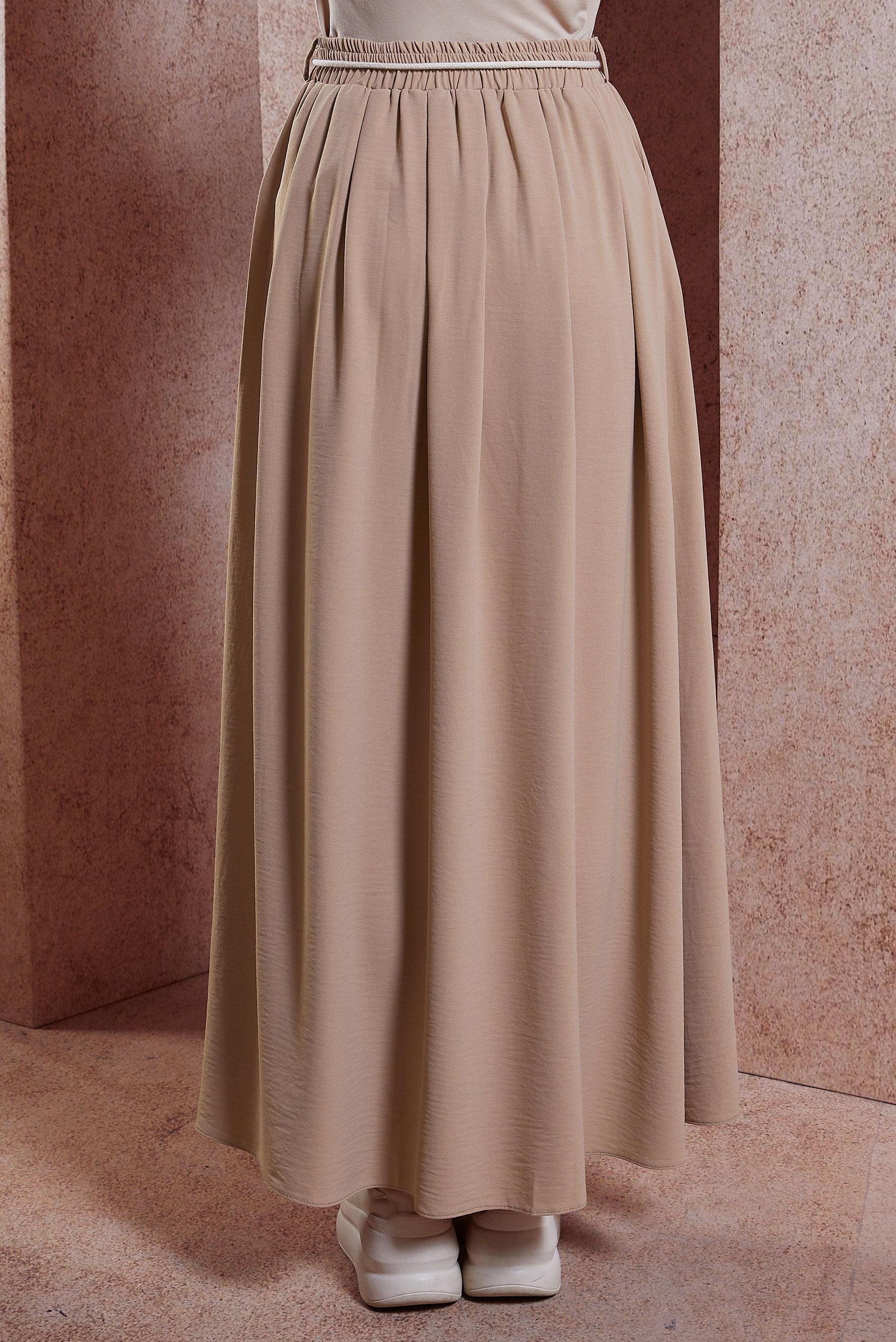 Tesettür giyim TABA BELİ LASTİKLİ ETEK 60566