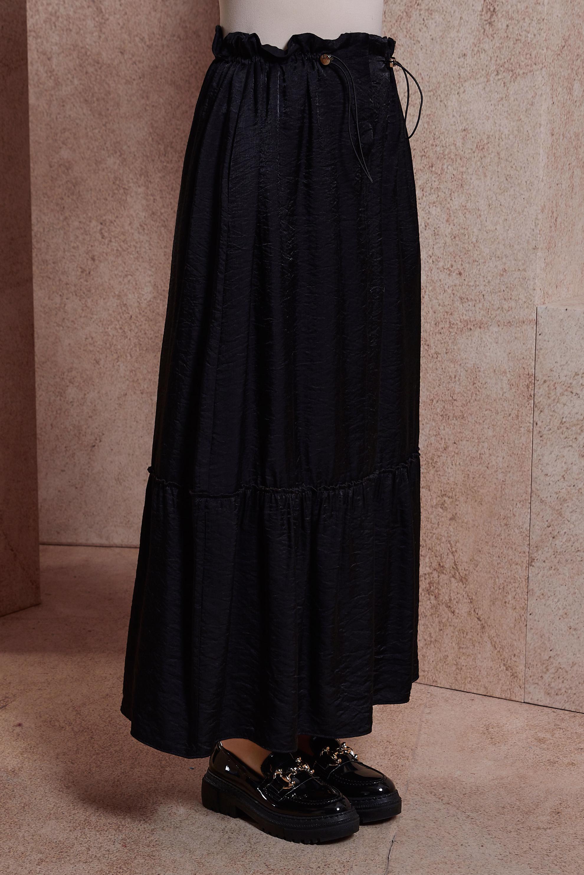 Tesettür giyim SİYAH PARLAK KUMAŞ ETEK 60567