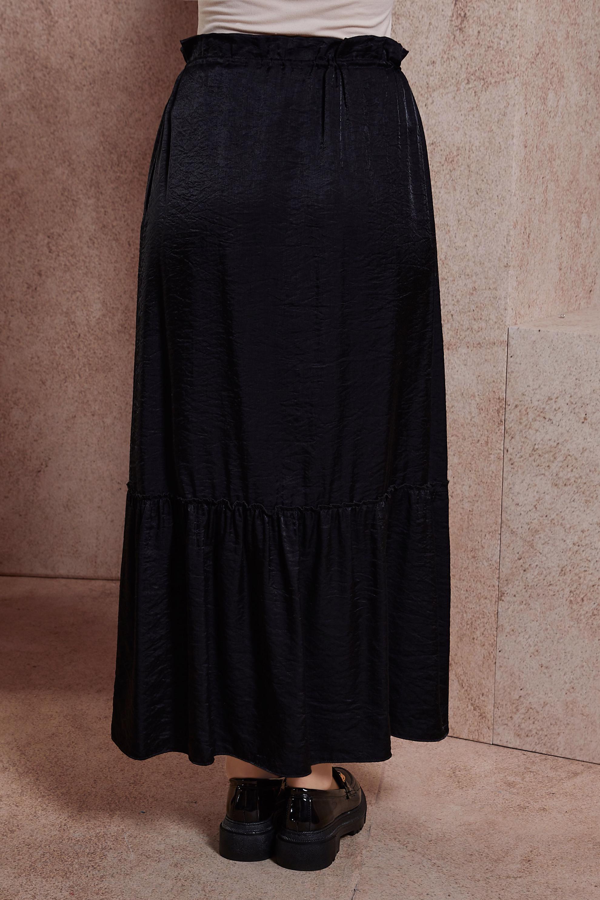 Tesettür giyim SİYAH PARLAK KUMAŞ ETEK 60567