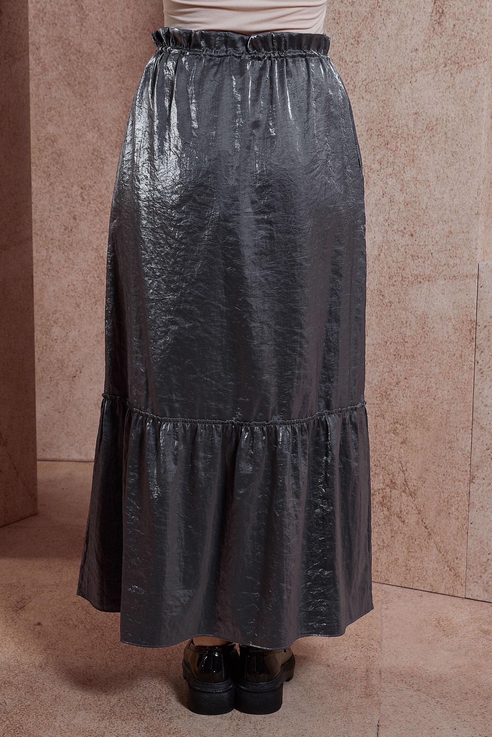 Tesettür giyim GRİ PARLAK KUMAŞ ETEK 60567