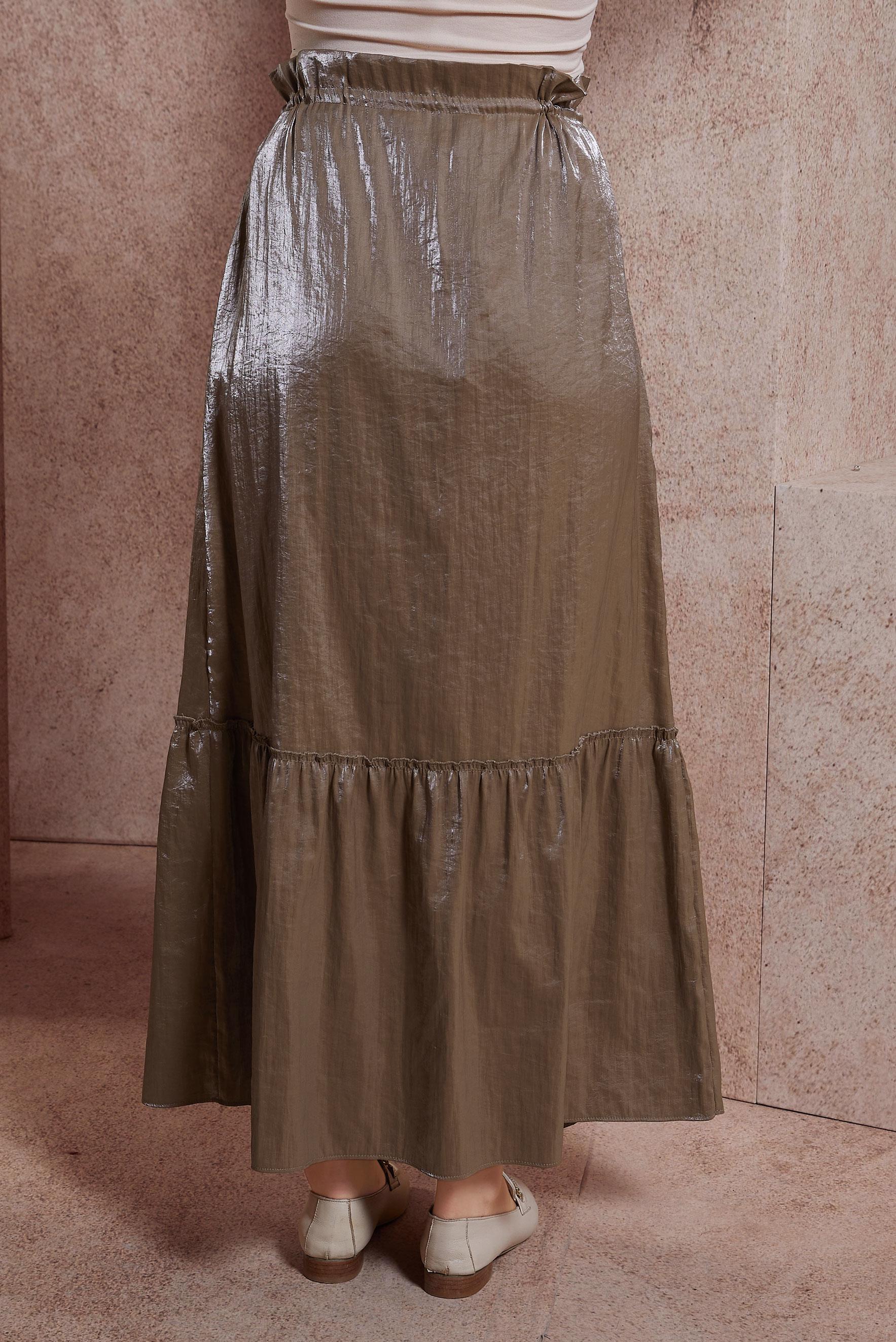 Tesettür giyim KAHVE PARLAK KUMAŞ ETEK 60567