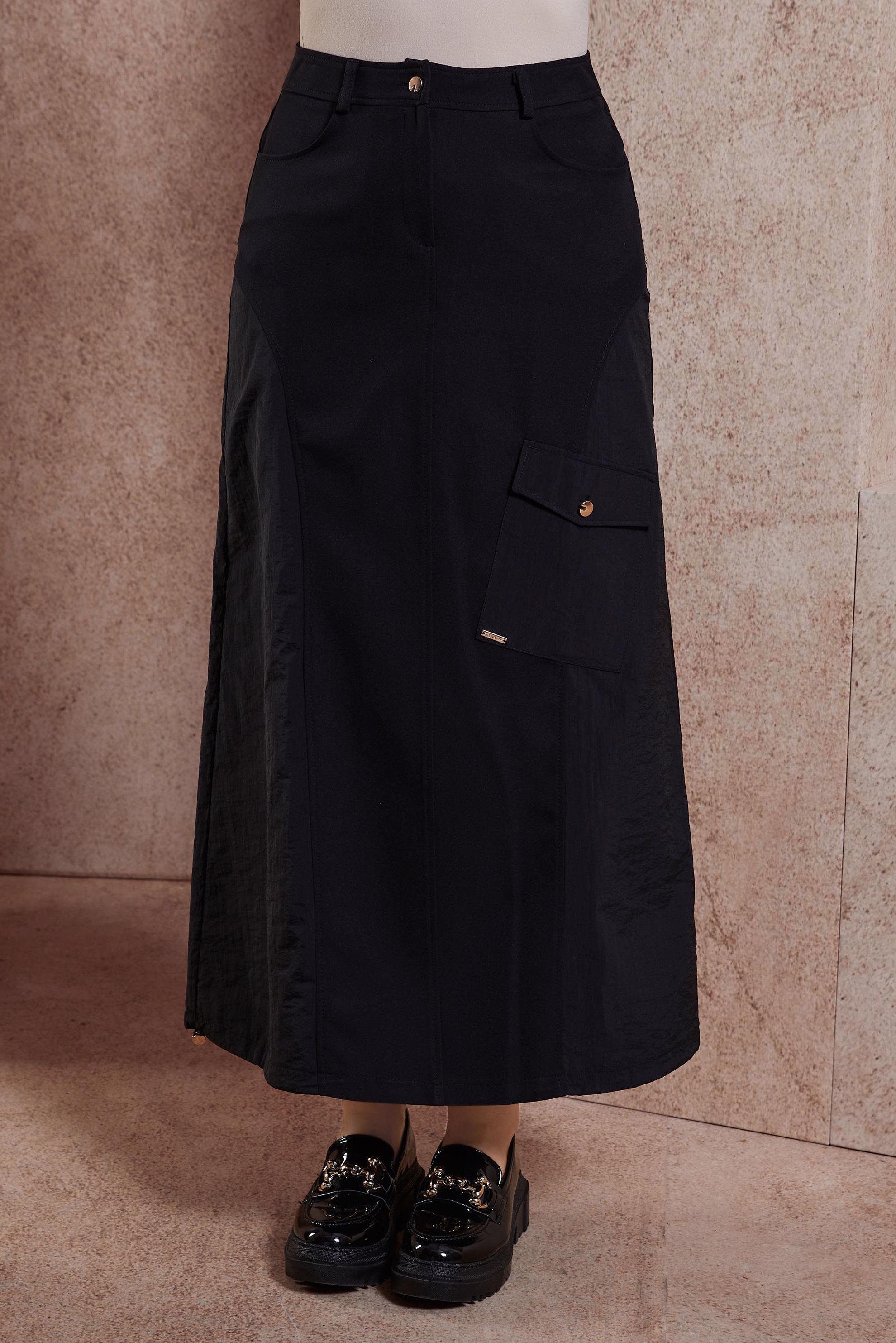 Tesettür giyim SİYAH CEP DETAYLI ETEK 60568