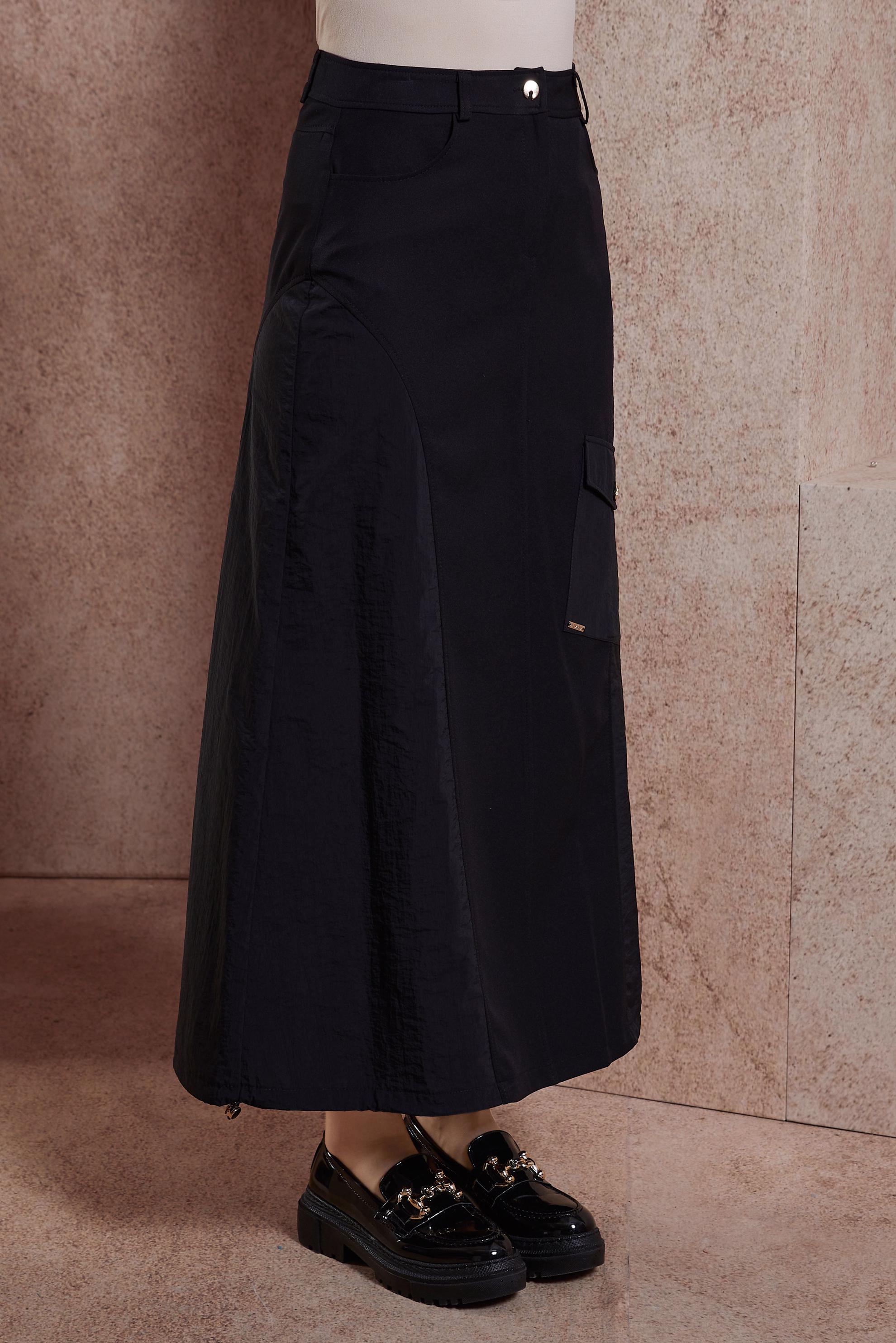 Tesettür giyim SİYAH CEP DETAYLI ETEK 60568