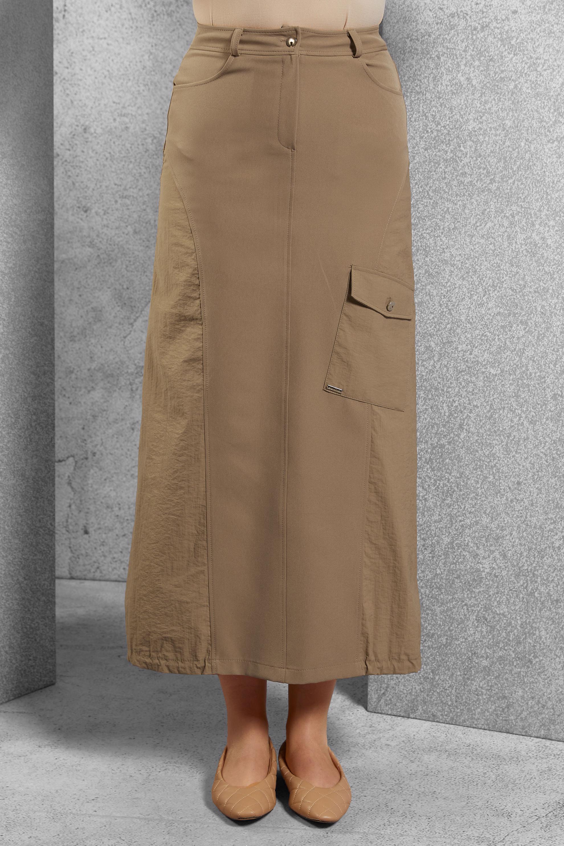 Tesettür giyim KAHVE CEP DETAYLI ETEK 60568