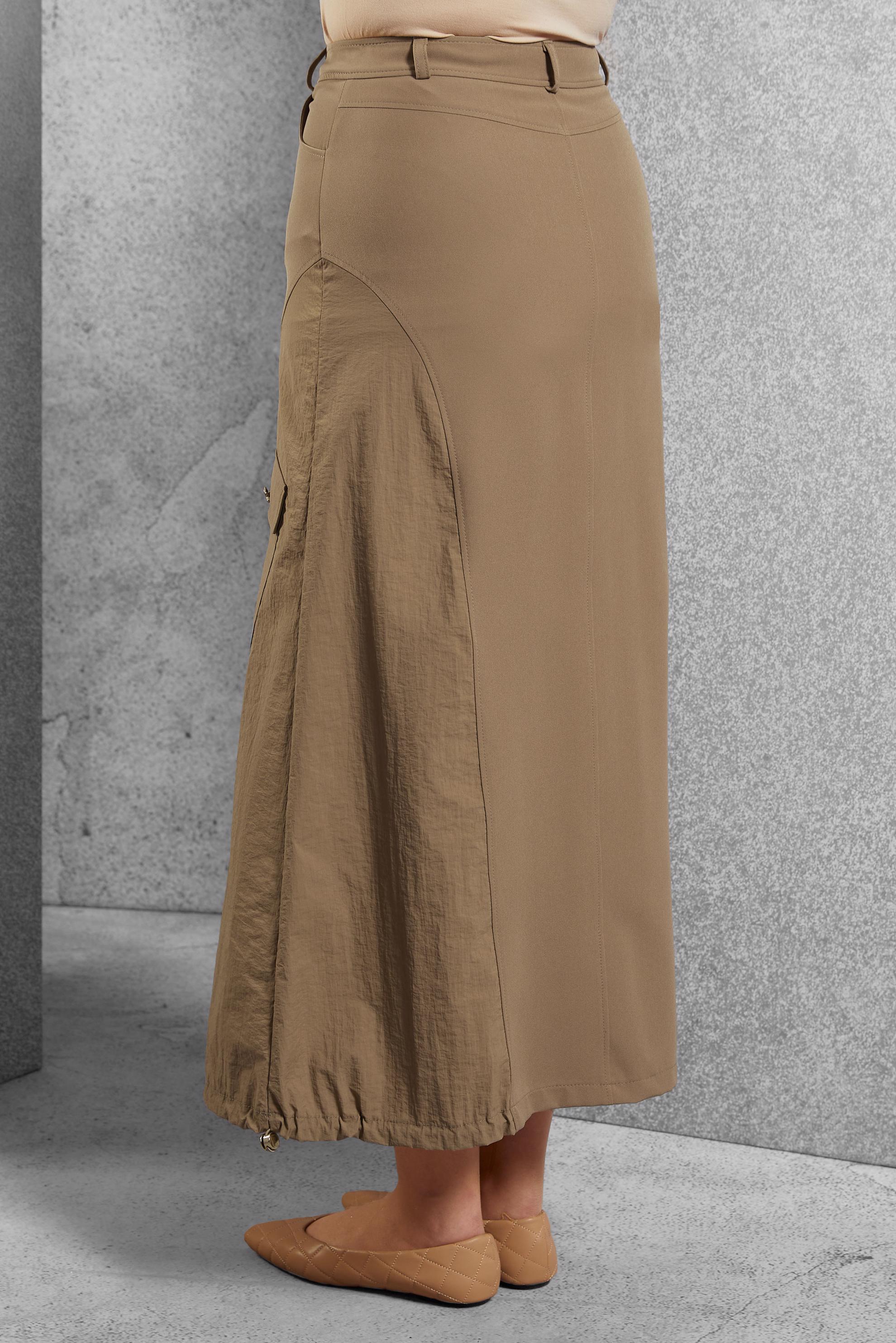 Tesettür giyim KAHVE CEP DETAYLI ETEK 60568