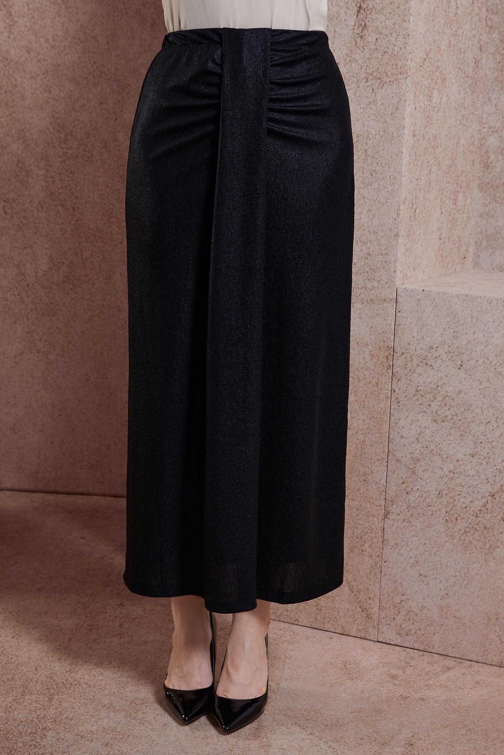 Tesettür giyim SİYAH SİMLİ ÖRME KUMAŞ ETEK 60569