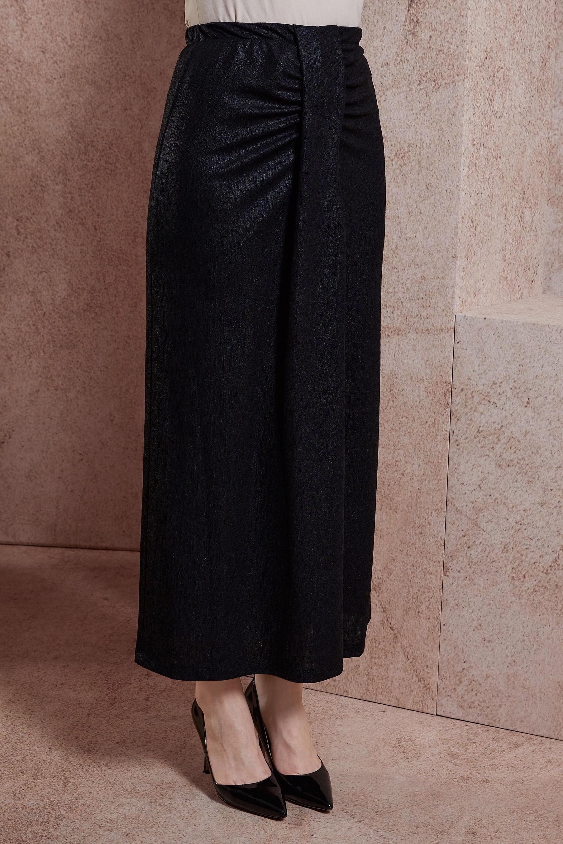 Tesettür giyim SİYAH SİMLİ ÖRME KUMAŞ ETEK 60569