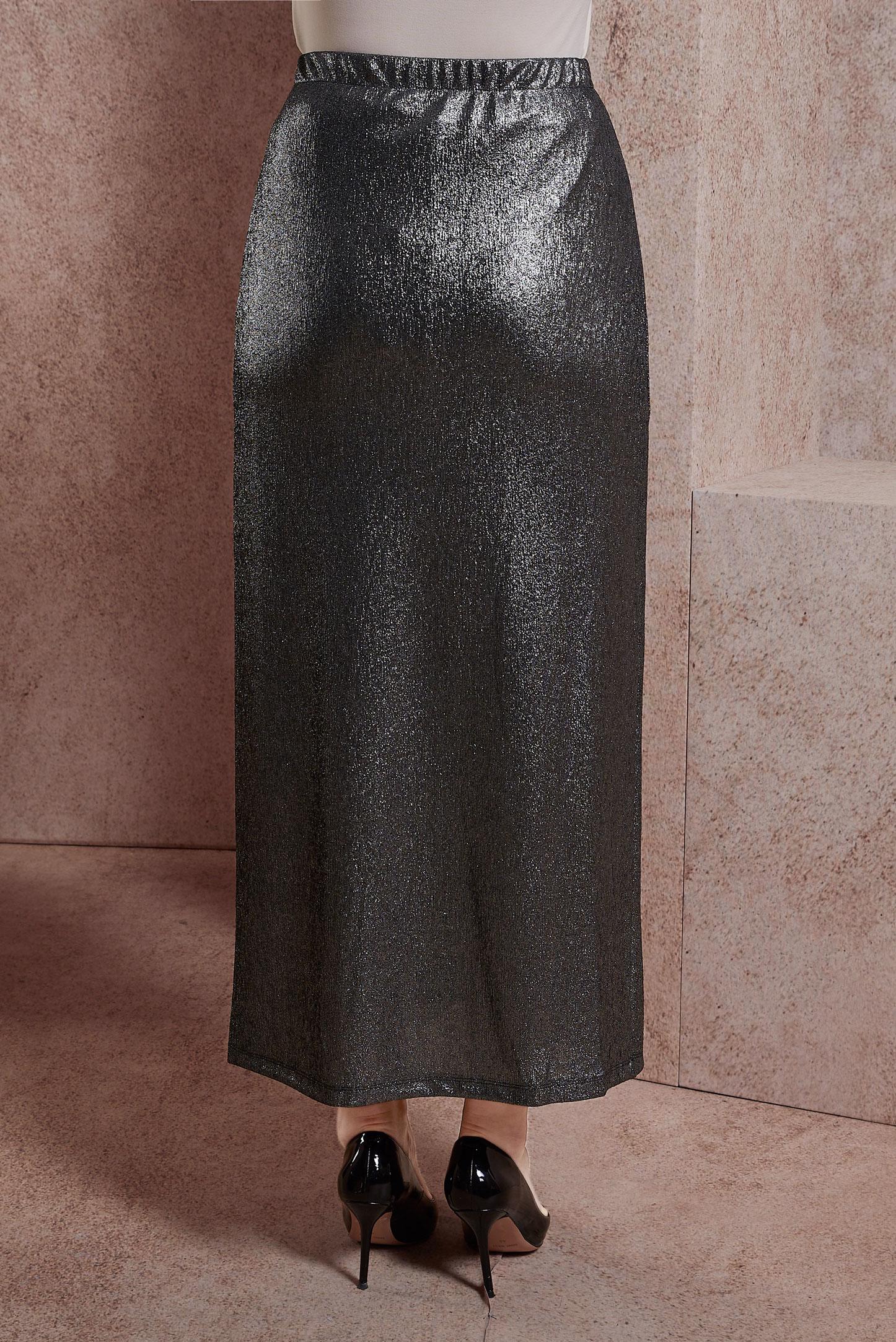 Tesettür giyim SİYAH SİMLİ ÖRME KUMAŞ ETEK 60569