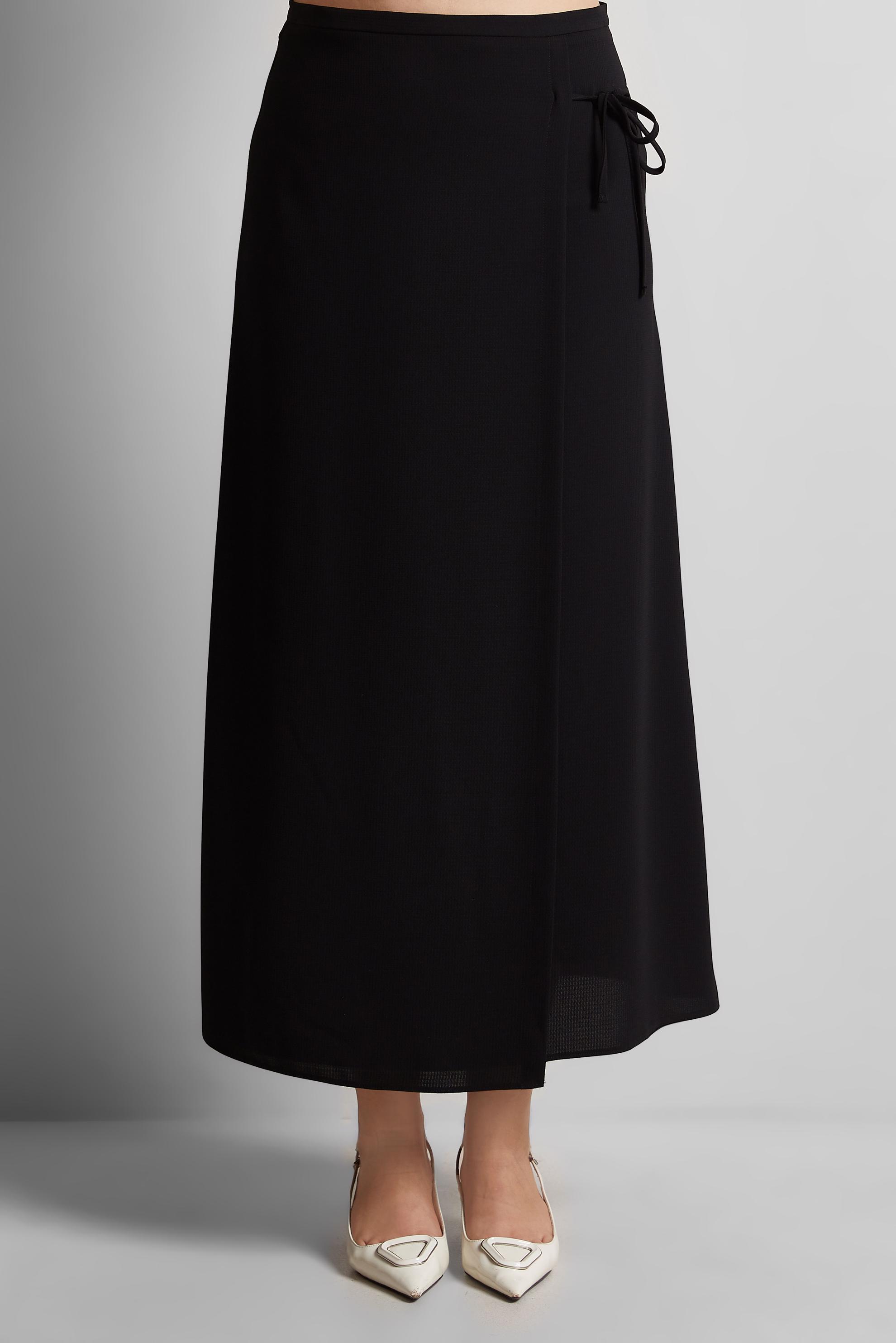 Tesettür giyim SİYAH BAĞCIK DETAYLI ETEK 60570