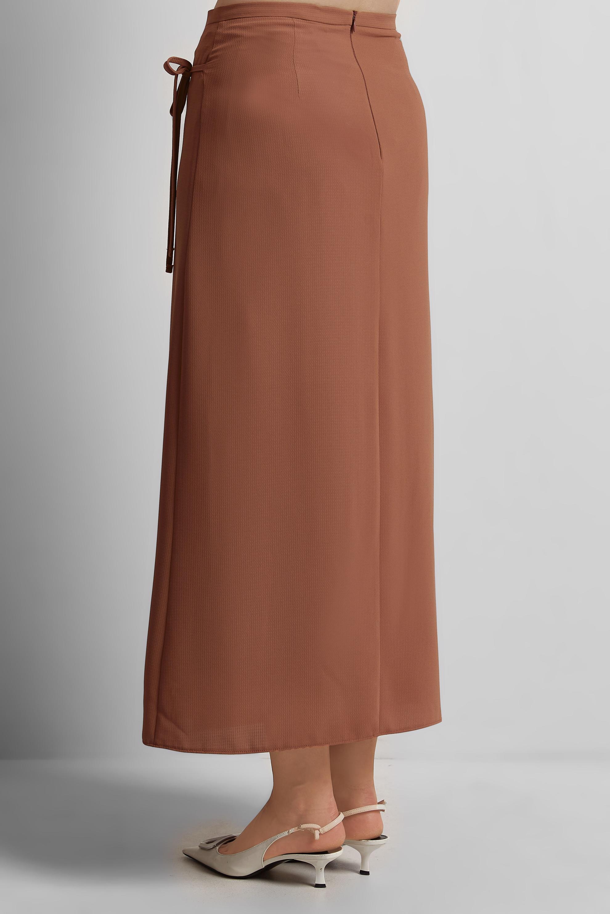 Tesettür giyim TURUNCU BAĞCIK DETAYLI ETEK 60570